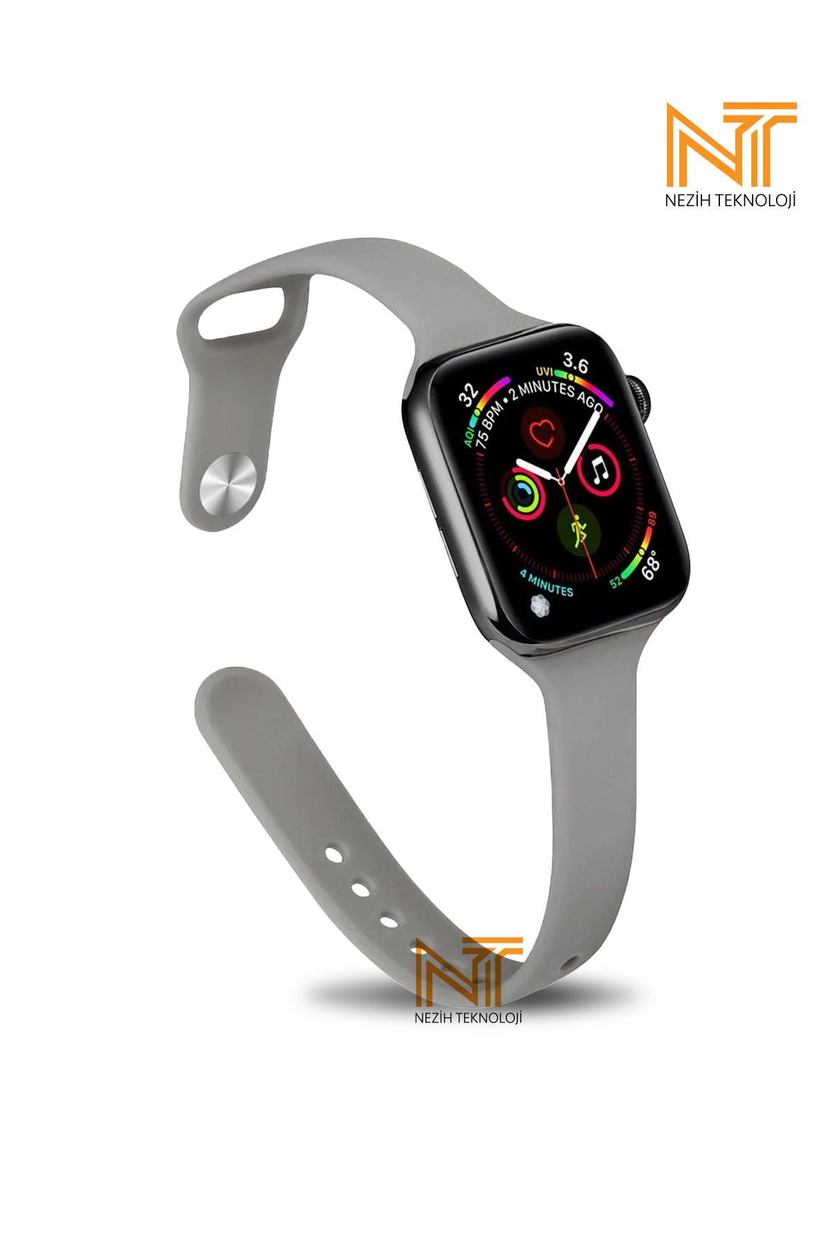 Nezih Case Apple Watch Seri 2/3/4/5/6/7/8/9/se 38mm/40mm/41mm Seri 10 42mm Uyumlu Klasik Silikon Kordon