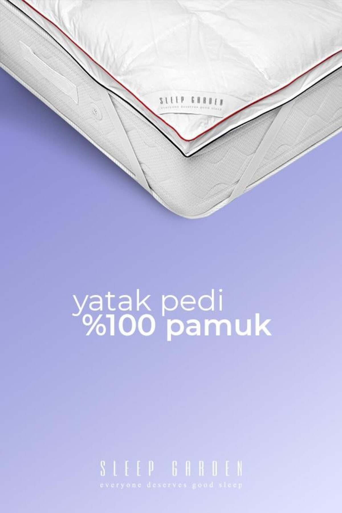 Sleep Garden Uyku Pedi Pamuklu Biyeli Dört Köşe Lastikli Tek Kişilik (100X200)