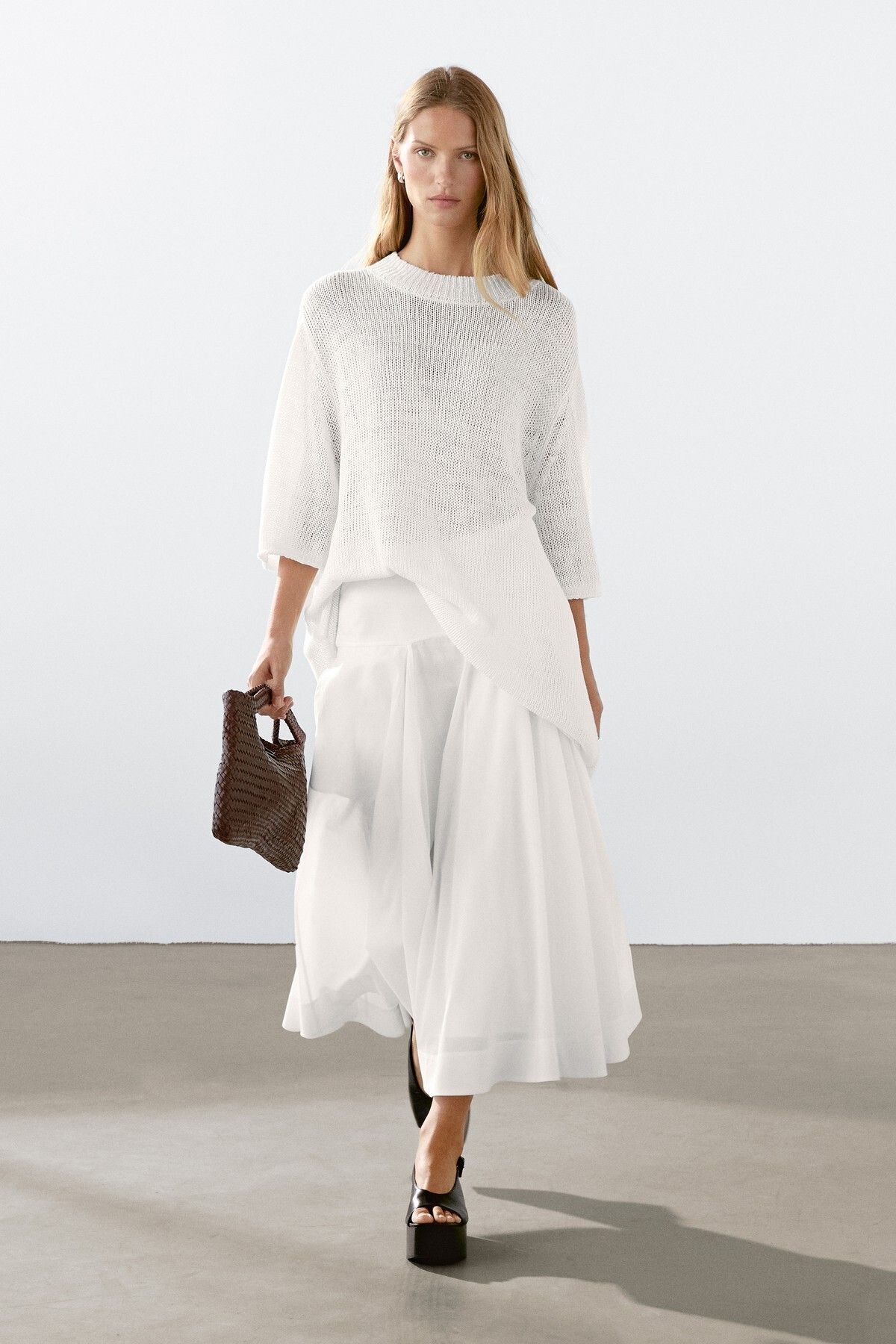 Massimo Dutti Kısa kollu keten triko kazak