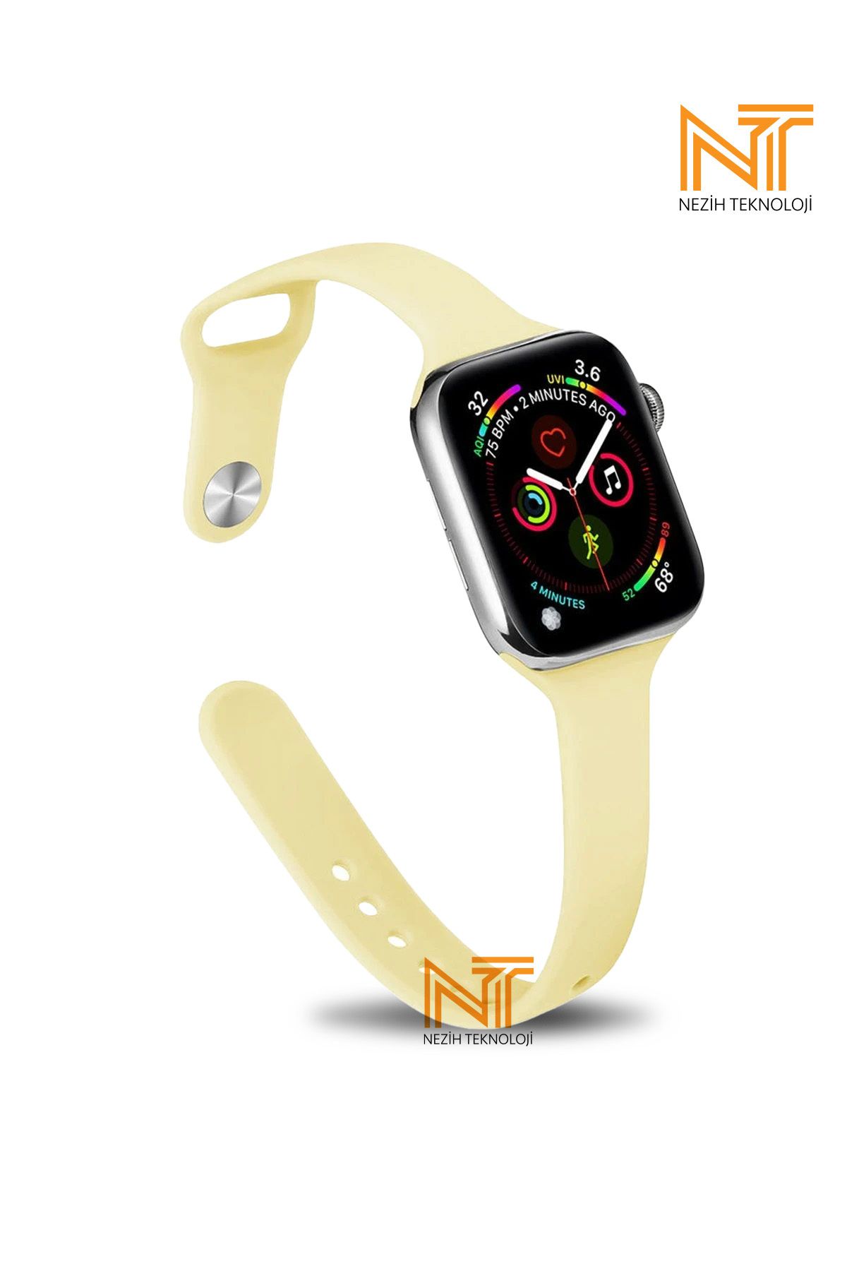 Nezih Case Apple Watch Seri 2/3/4/5/6/7/8/9/se 38mm/40mm/41mm Seri 10 42mm Uyumlu Klasik Silikon Kordon
