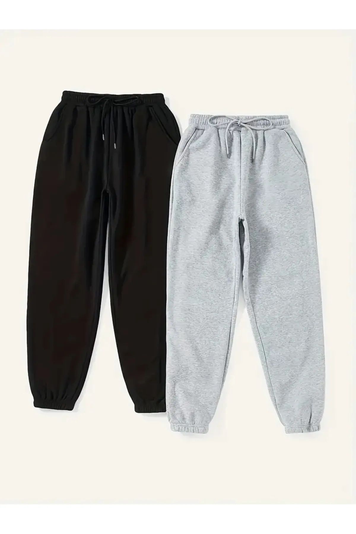 LASVES İKİLİ PAKET SİYAH GRİ JOGGER EŞOFMAN ALTI #EŞOFMAN