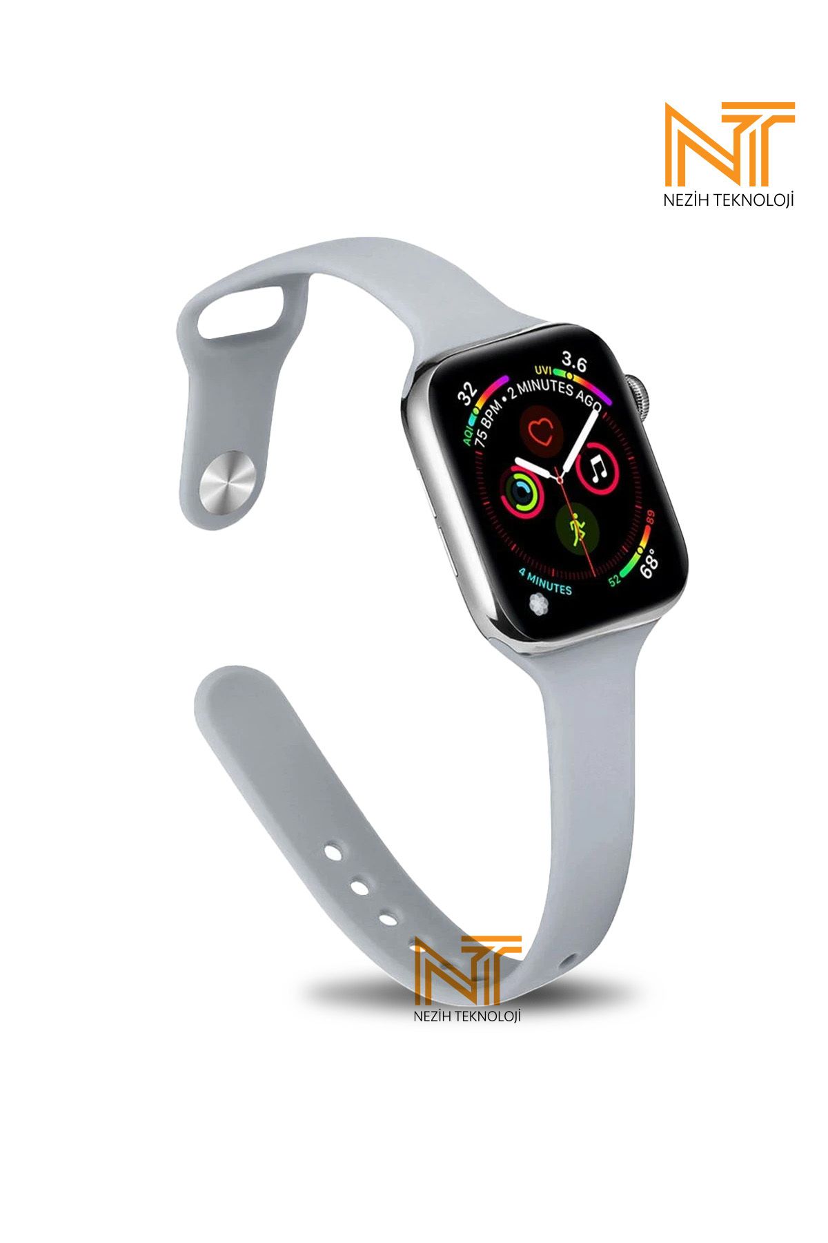 Nezih Case Apple Watch Seri 2/3/4/5/6/7/8/9/se 38mm/40mm/41mm Seri 10 42mm Uyumlu Klasik Silikon Kordon