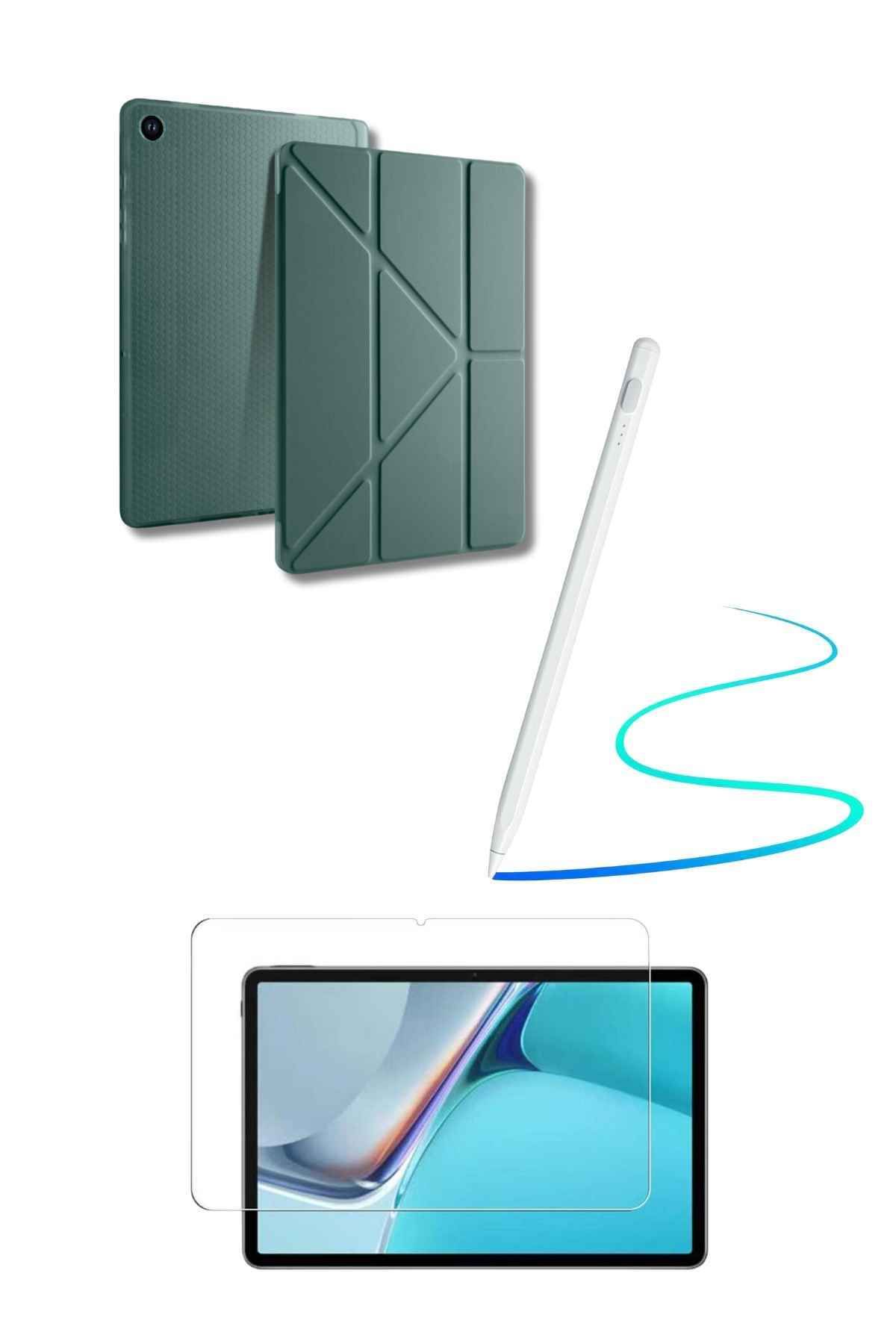 Fuchsia Galaxy A9 Plus Uyumlu 360 Tam Koruma Tablet Kılıfı Dokunmatik Tablet Kalemi Kırılmaz Ekran Koruyucu