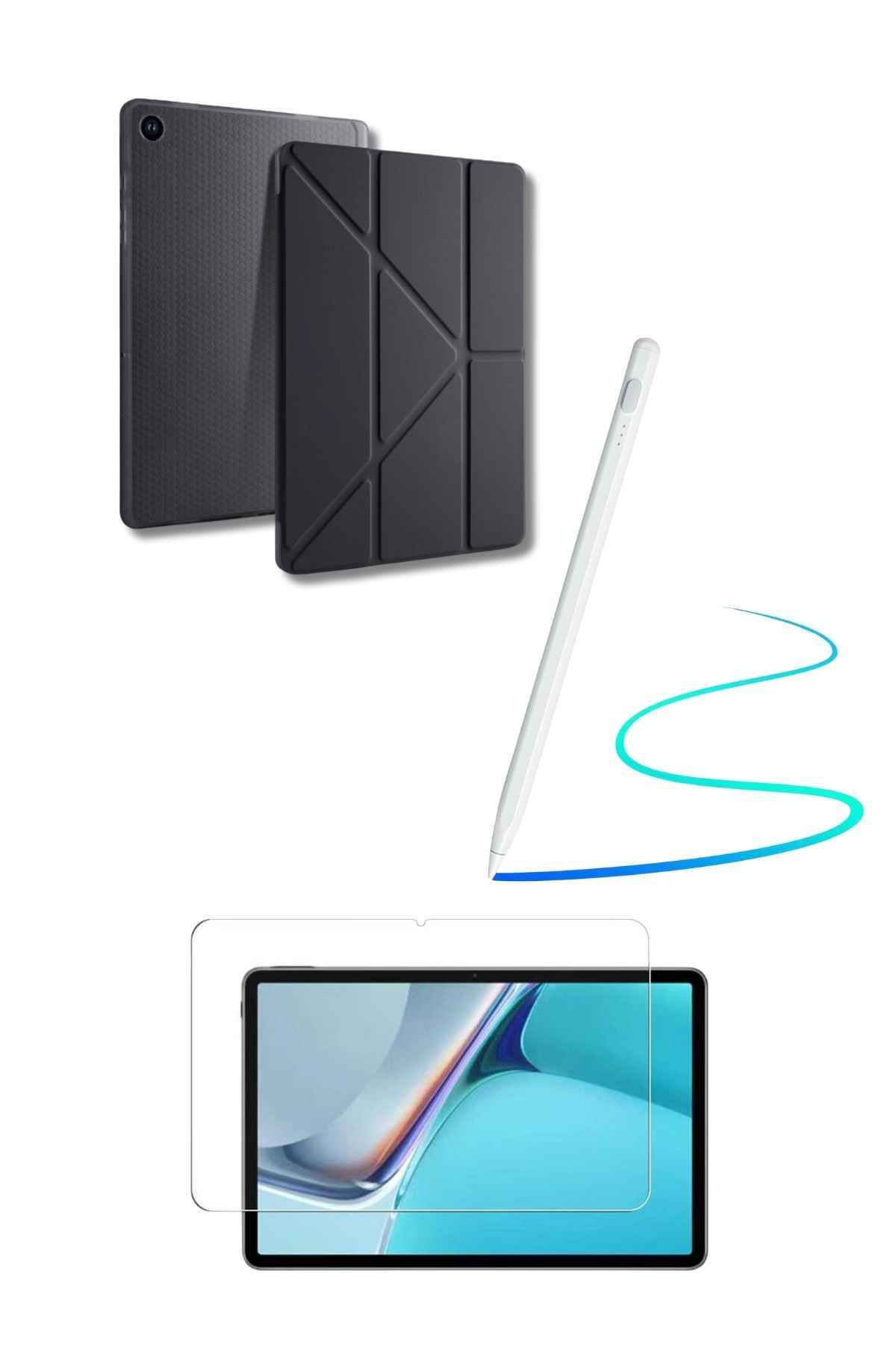 Fuchsia Galaxy A9 Plus Uyumlu 360 Tam Koruma Tablet Kılıfı Dokunmatik Tablet Kalemi Kırılmaz Ekran Koruyucu