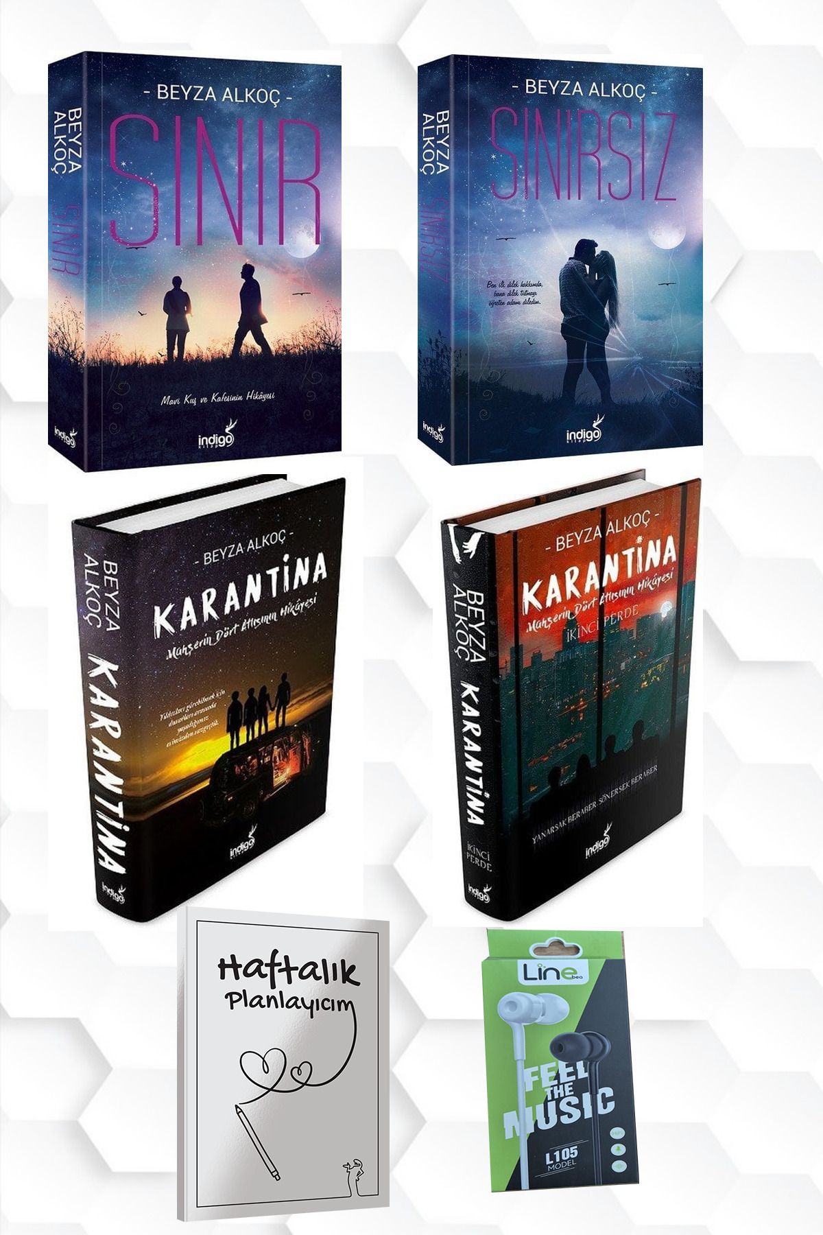 İndigo Kitap CİLTLİ-BEYZA ALKOÇ-SINIR-SINIRSIZ-KARANTİNA 1 VE 2+HAFTALIK PLANLAYICIM (52 HAFTA) KULAKLIK