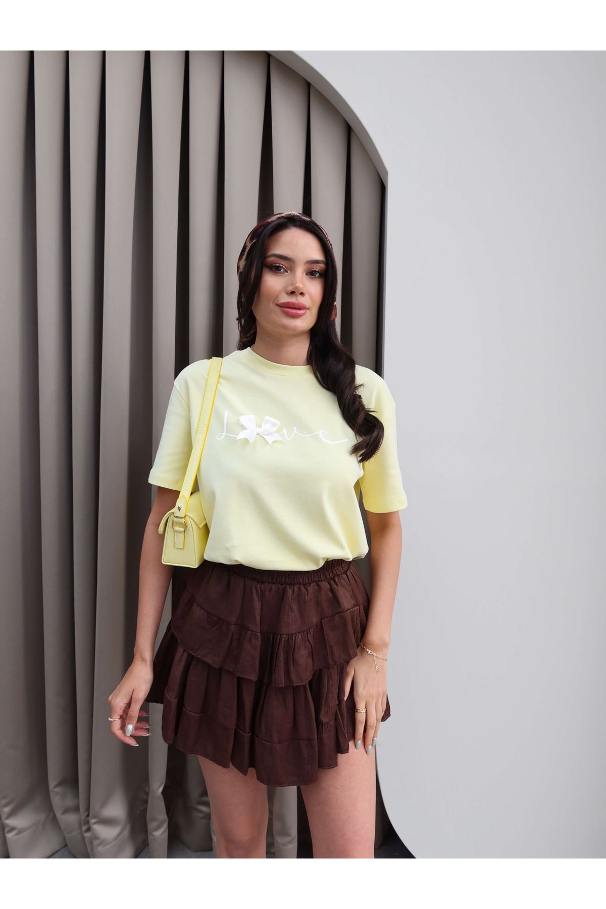 ESRAHELVACI Kurdeleli Love T-Shirt