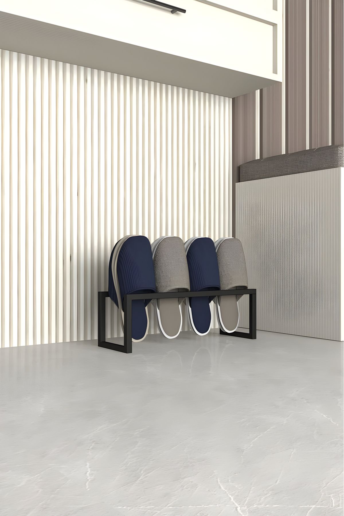 Grandmix Metal Terlik Düzenleyici Modern Minimalist Antre & Hol Toparlayıcı 15x45x12 Cm