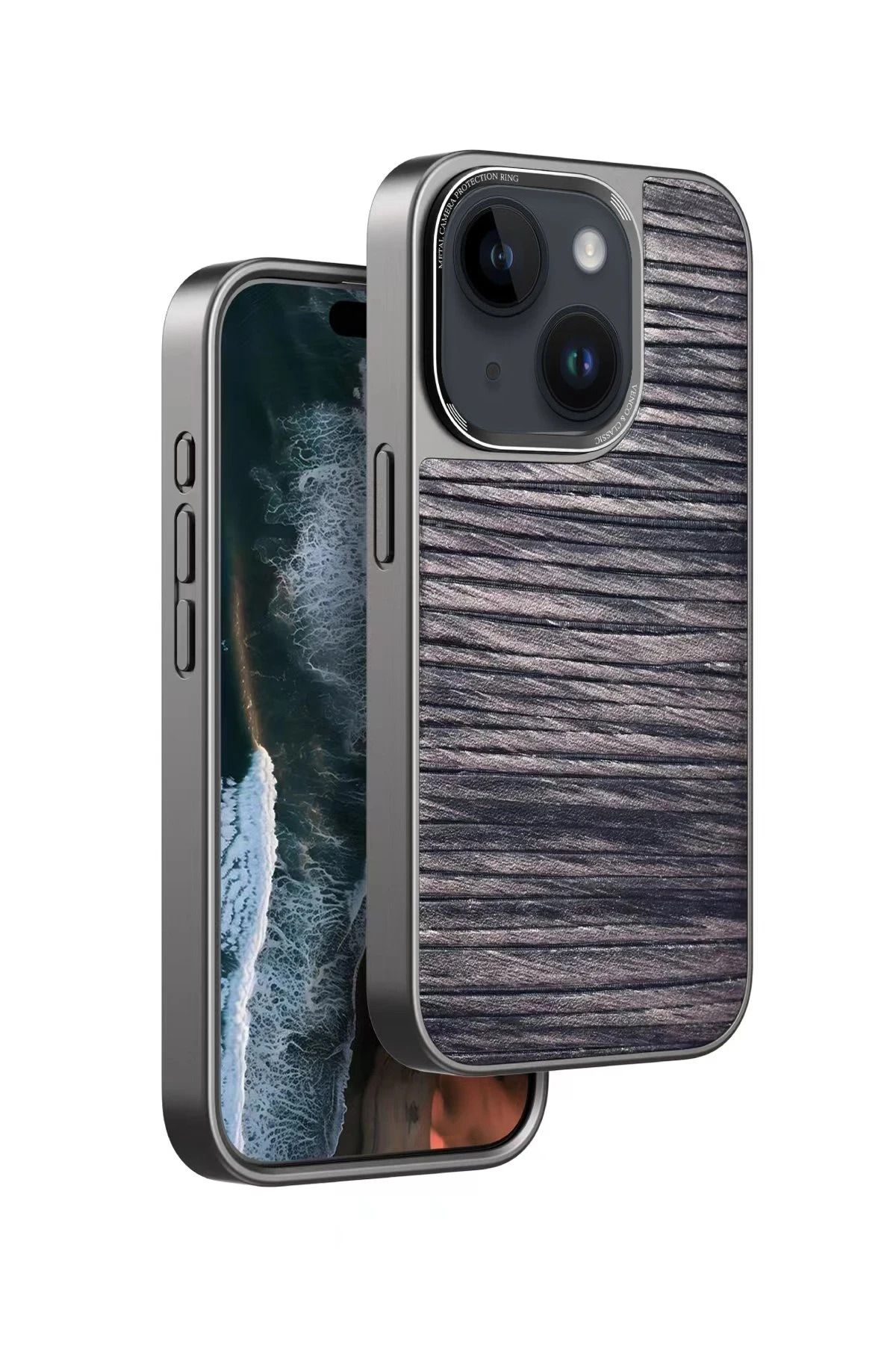 venco iPhone 14 Wave Kapak - Kahverengi FLKRY