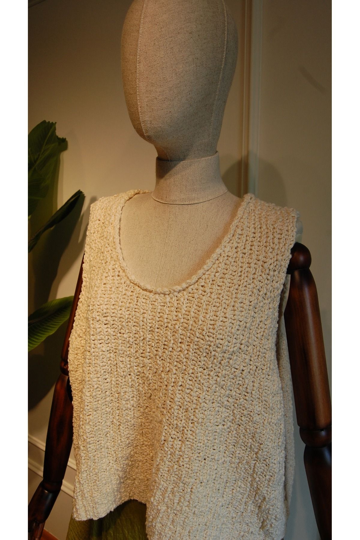 FLZTAS BOUTIQUE RAHAT KALIP TRİKO CROP BEJ