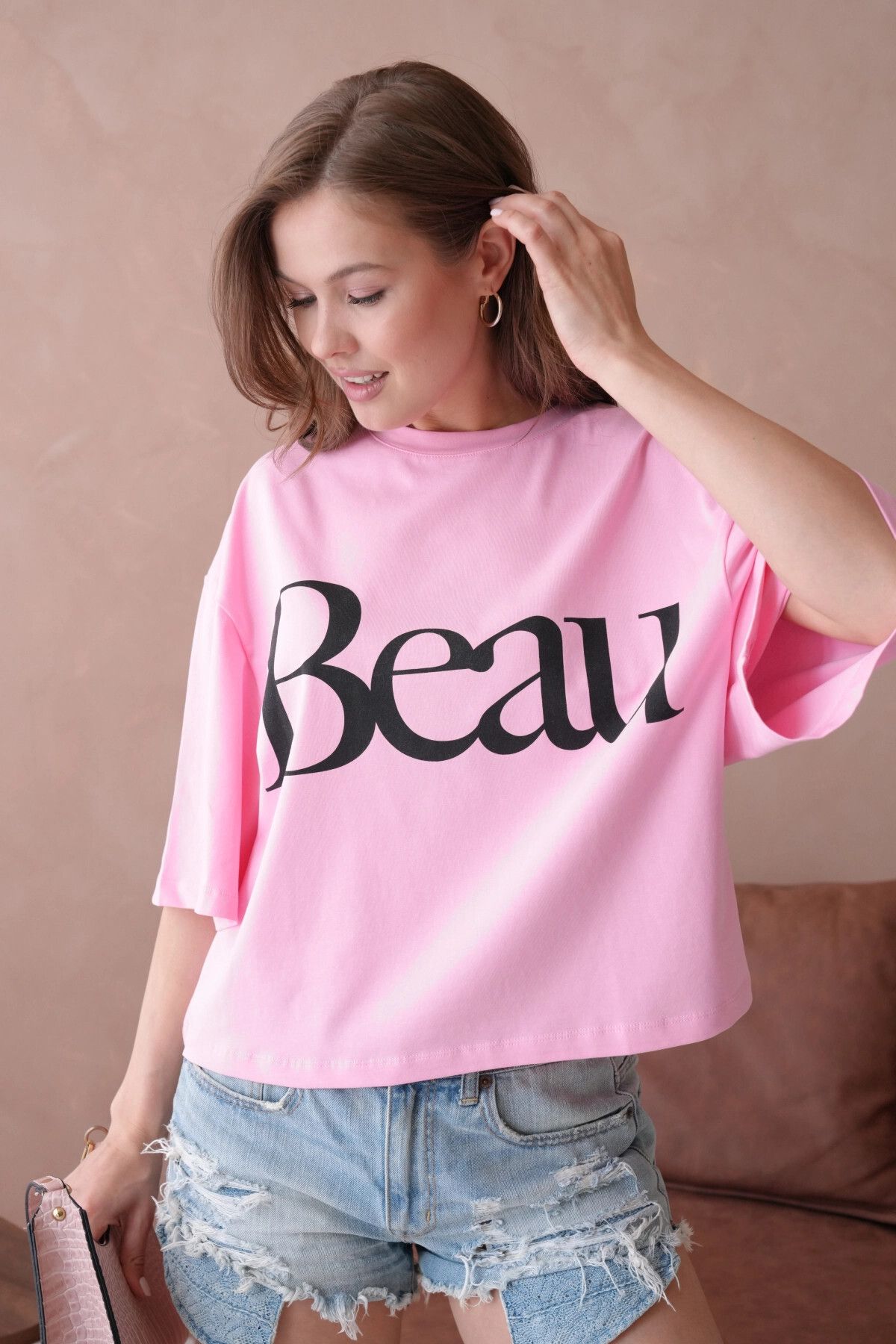 Park Karon Baskılı Crop Basic T-Shirt