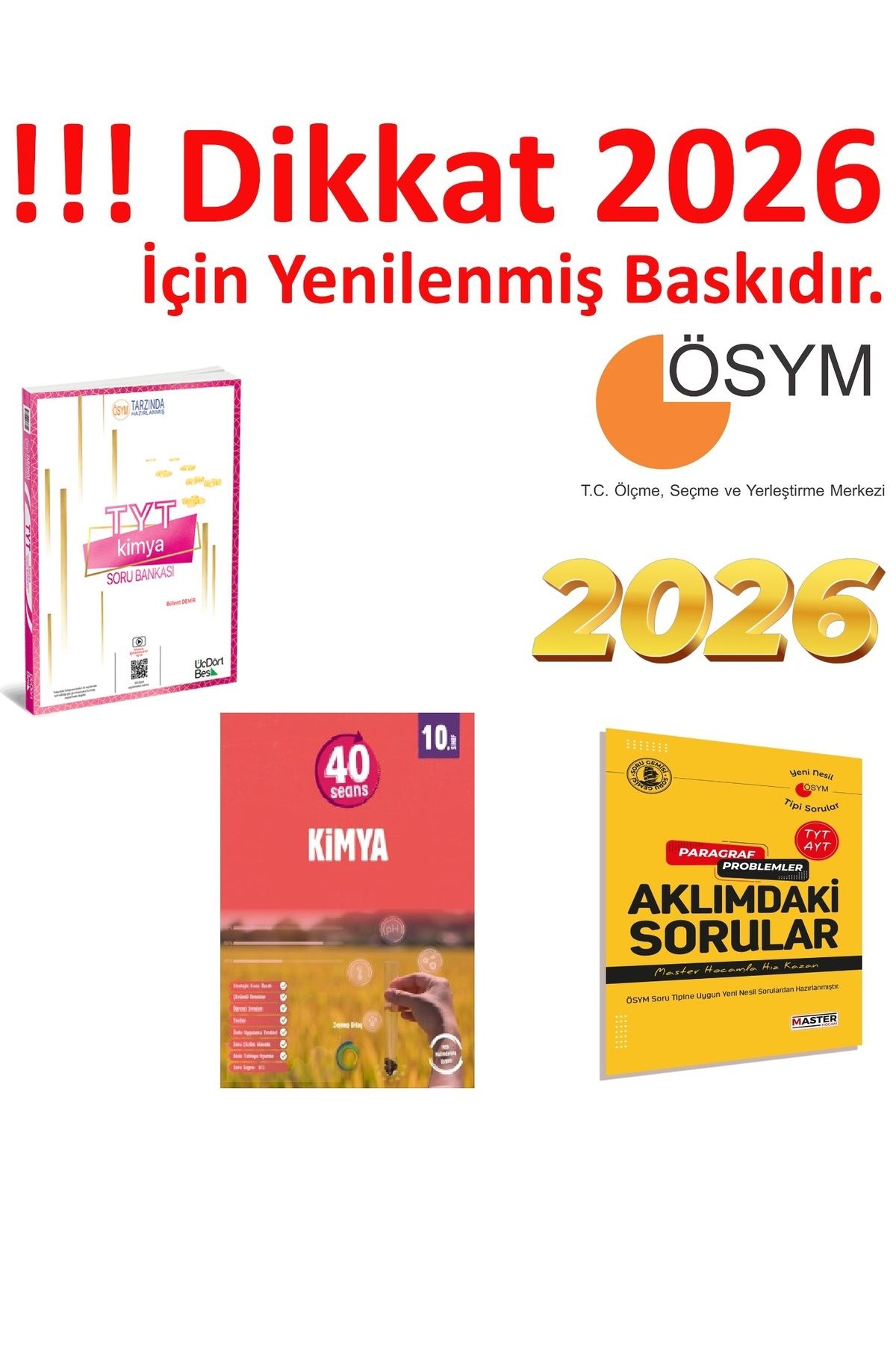Üç Dört Beş Yayıncılık Üç Dört Beş Yayıncılık TYT Kimya Soru Bankası & Okyanus Yayıncılık 10. Sınıf 40 Seans Kimya Güncel