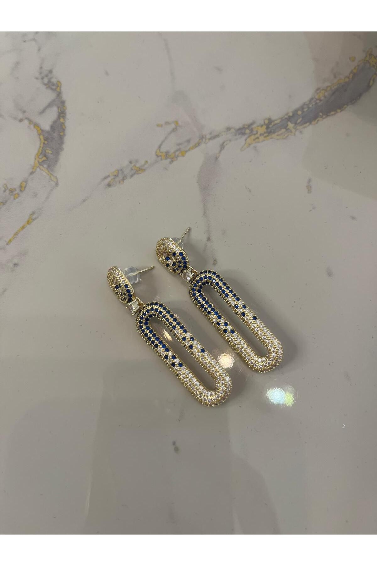 Miu Jewelry Zirkon Taşlı Sallantılı Küpe