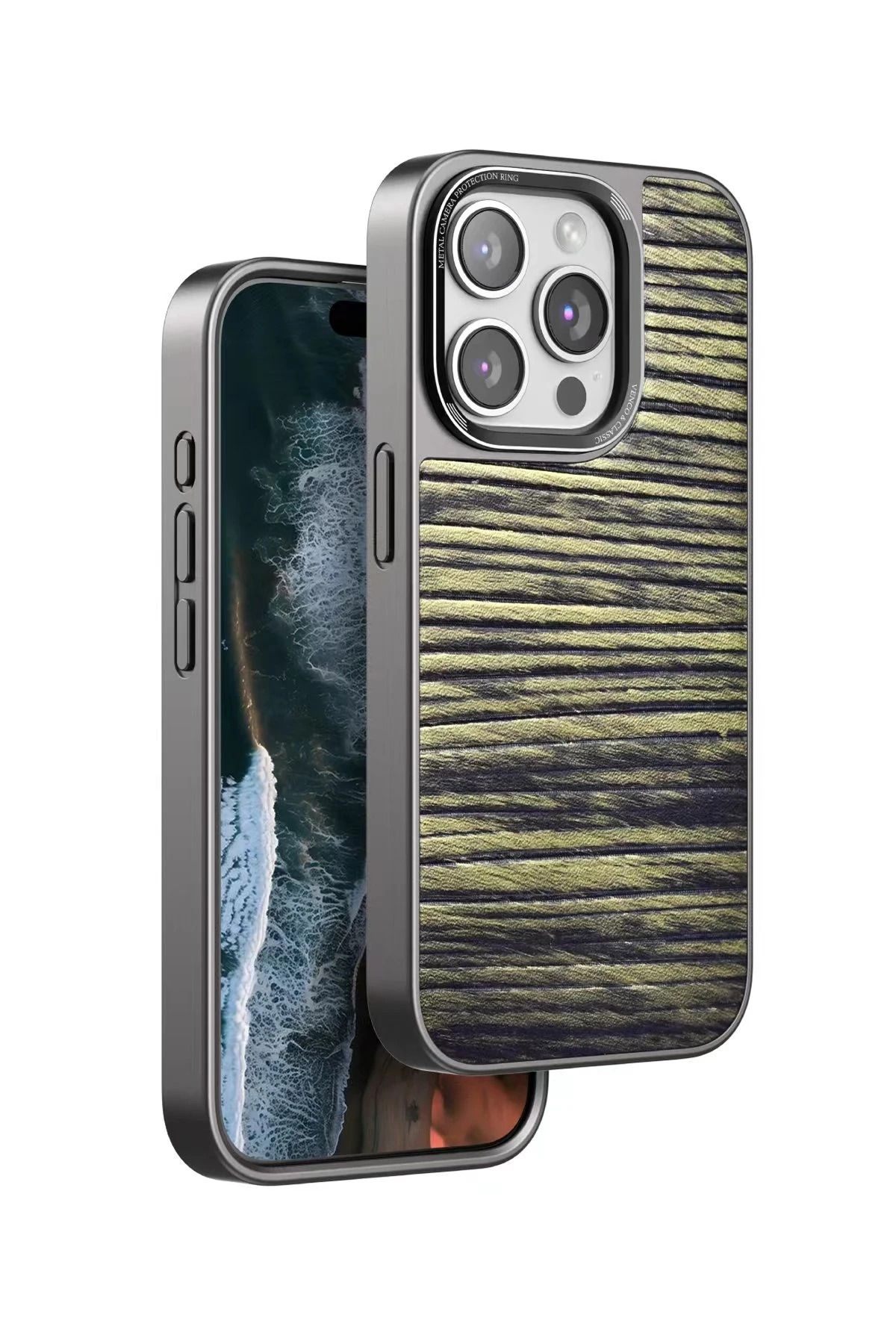 venco iPhone 14 Pro Wave Kapak - Koyu Kahve FERRG