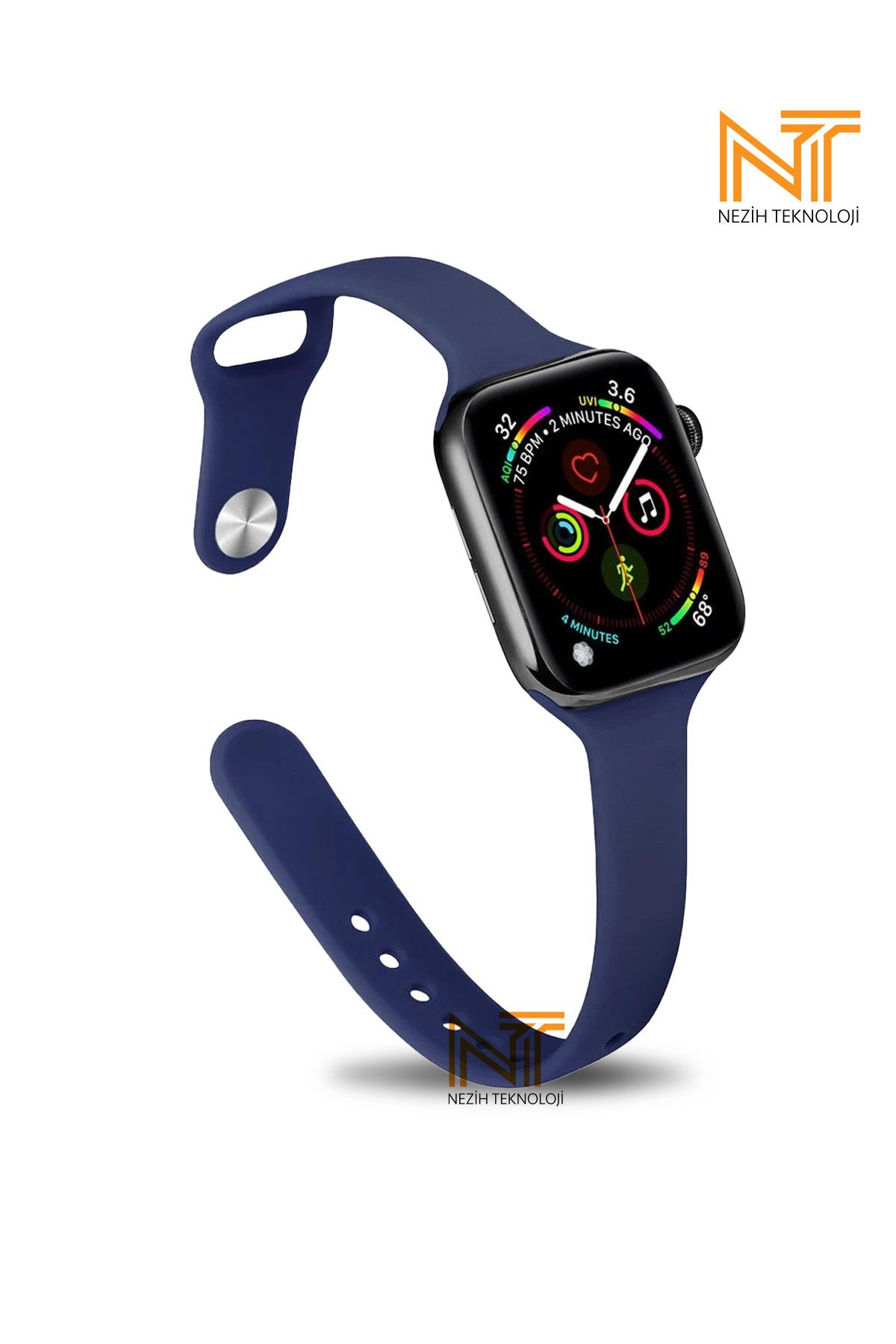 Nezih Case Apple Watch Seri 2/3/4/5/6/7/8/9/se 38mm/40mm/41mm Seri 10 42mm Uyumlu Klasik Silikon Kordon