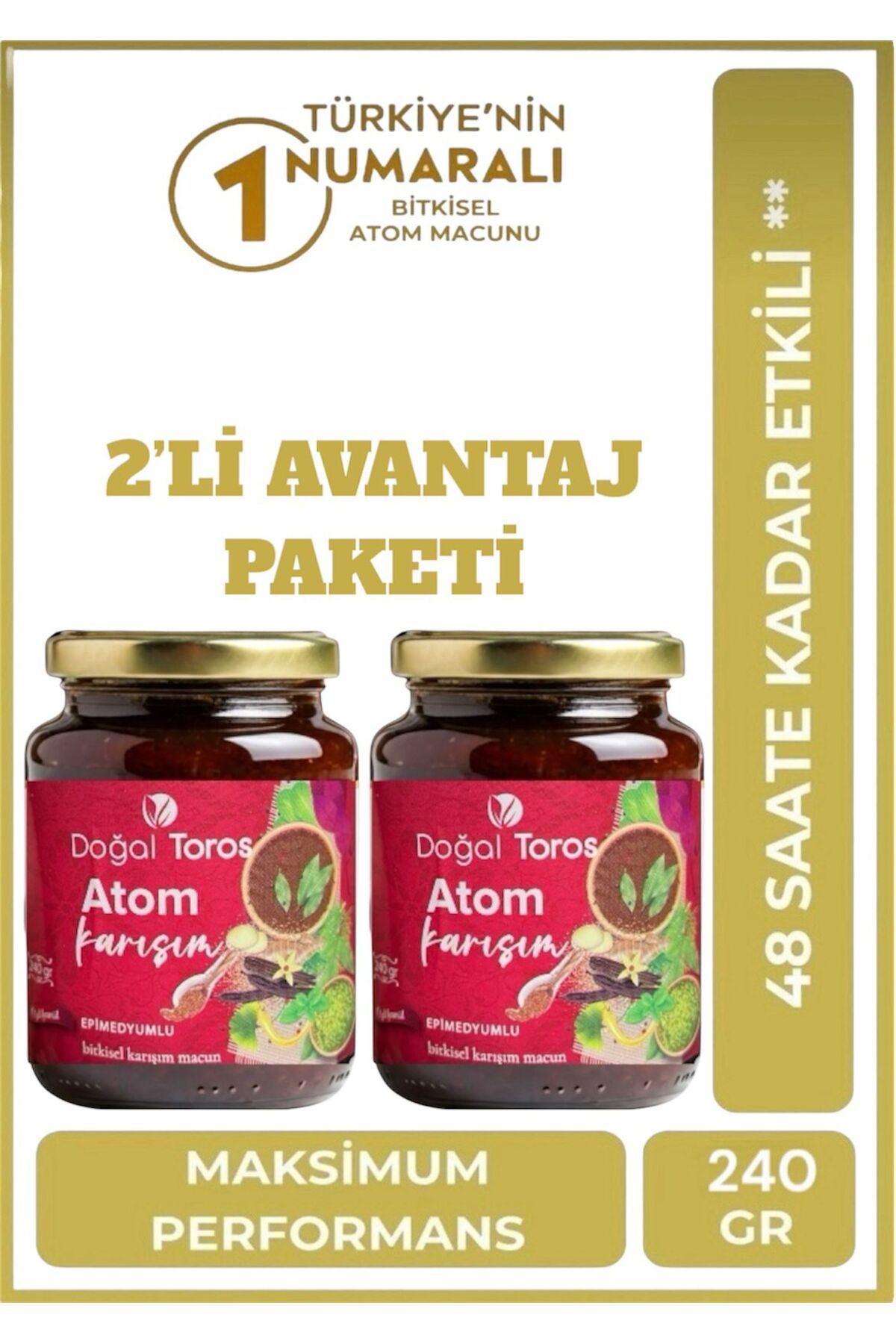 Doğal Toros Atomu Doğal Toros Atom Macunu Bitkisel 2 Kavanoz 2 X 240 gr