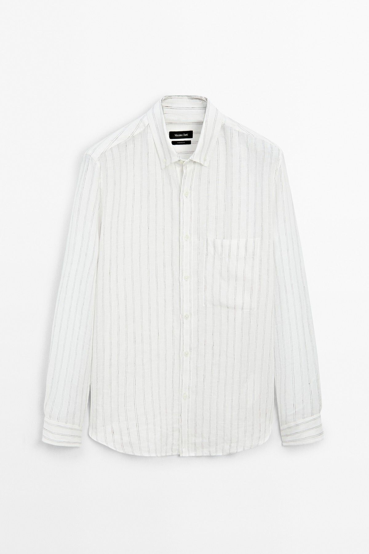 Massimo Dutti Regular fit çizgili keten gömlek