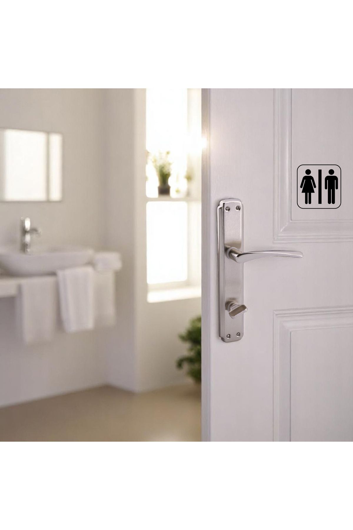 Badem10-Room Door Handle (5 Sets) + Wc Bathroom Door Handle (2 Sets) Toilet Door Handle Set Suitable for Right and Left 8