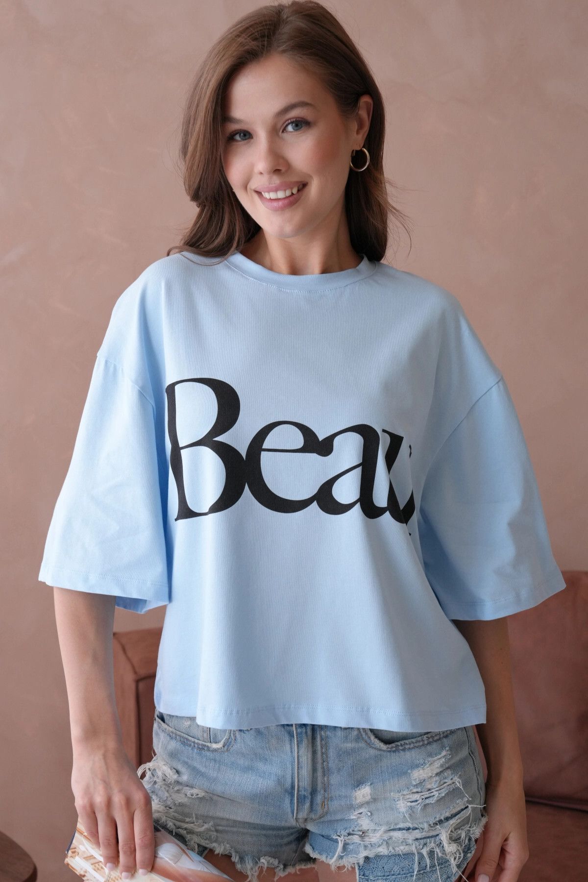 Park Karon Baskılı Crop Basic T-Shirt