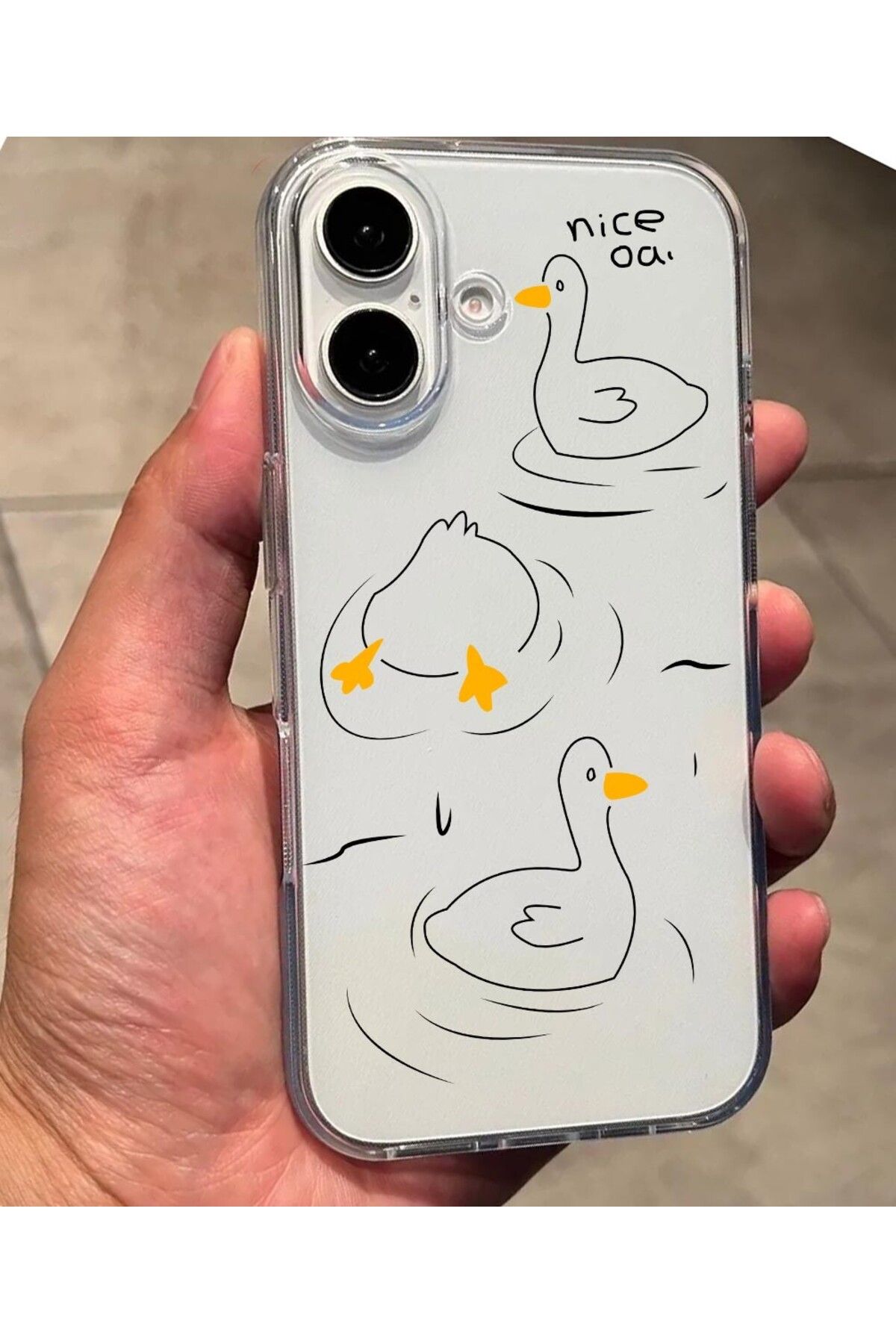 enfein Balporsuku IPhone 16 Plus İle Uyumlu Desenli Şeffaf Kılıfı PRO01 Kapak Papatia