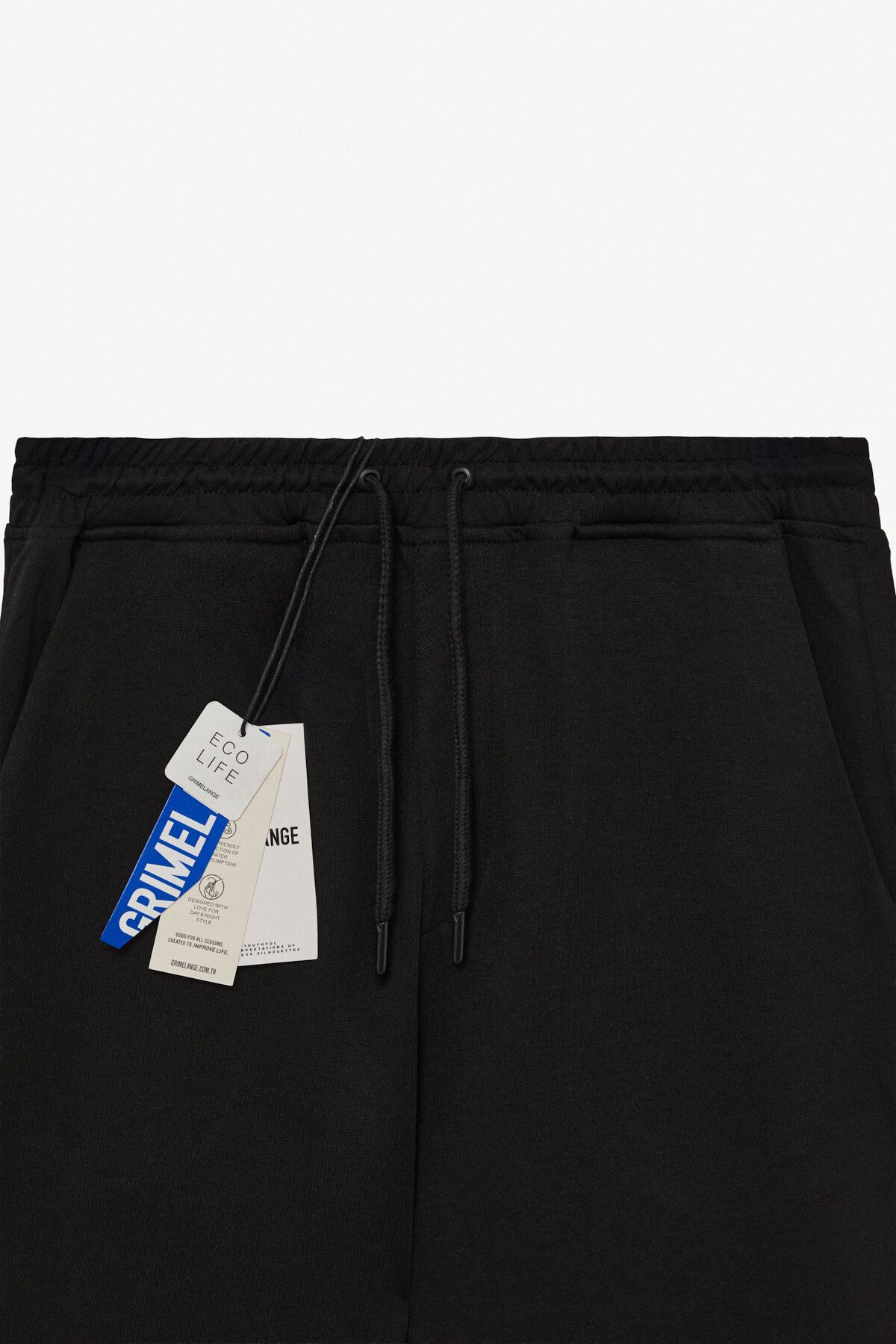 GRIMELANGE-Lamare Men's Elastic Waist Regular Fit Black Sweatpants with Side Pockets 2