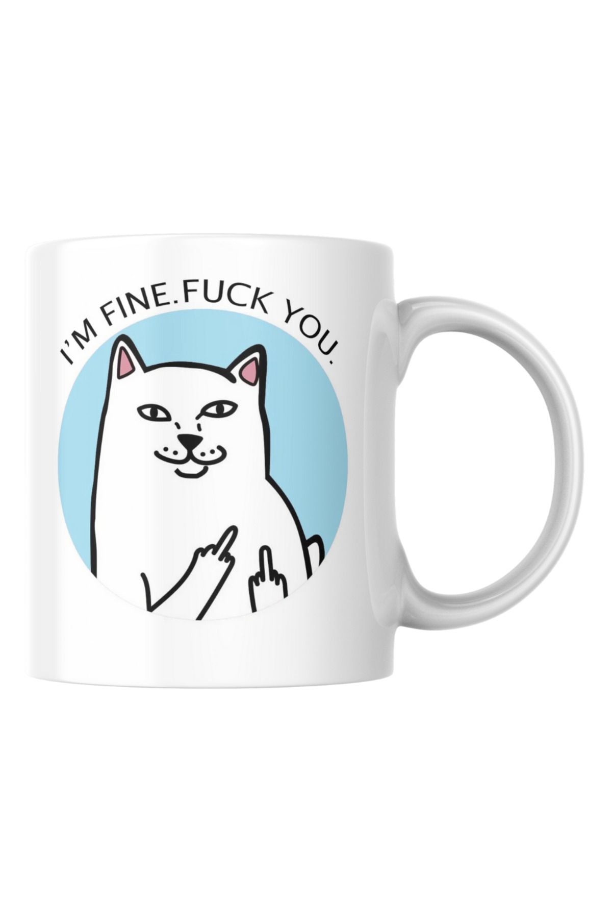 TakeTshirt Kedi Baskılı İyiyim Ben Komik Kupa Bardak Hediyelik Çay Kahve Kupası Coffee Mug