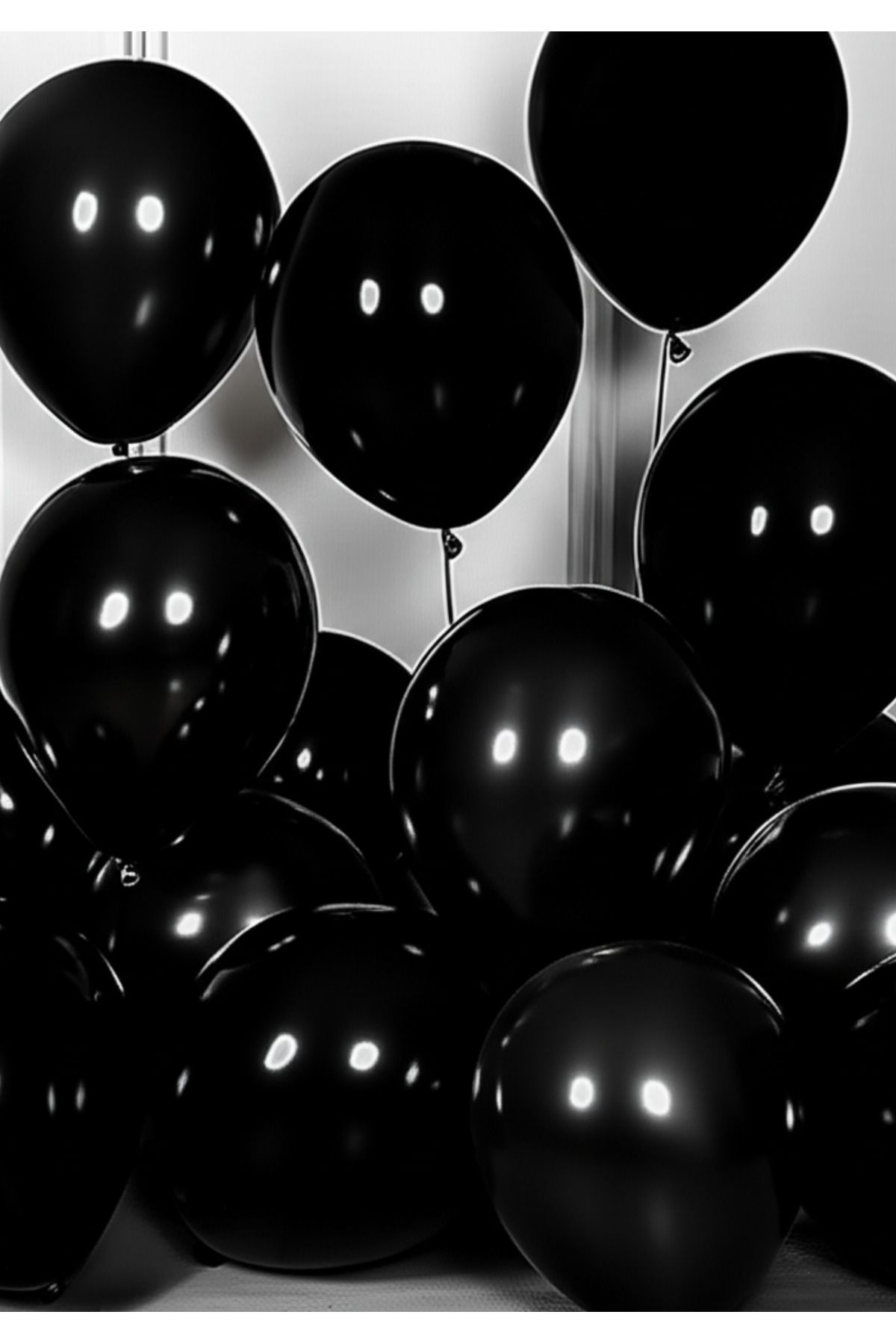 Baloncu Dede 10 Adet Metalik Siyah Parlak Balon Doğum Günü Kutlama Süs ve Malzemesi