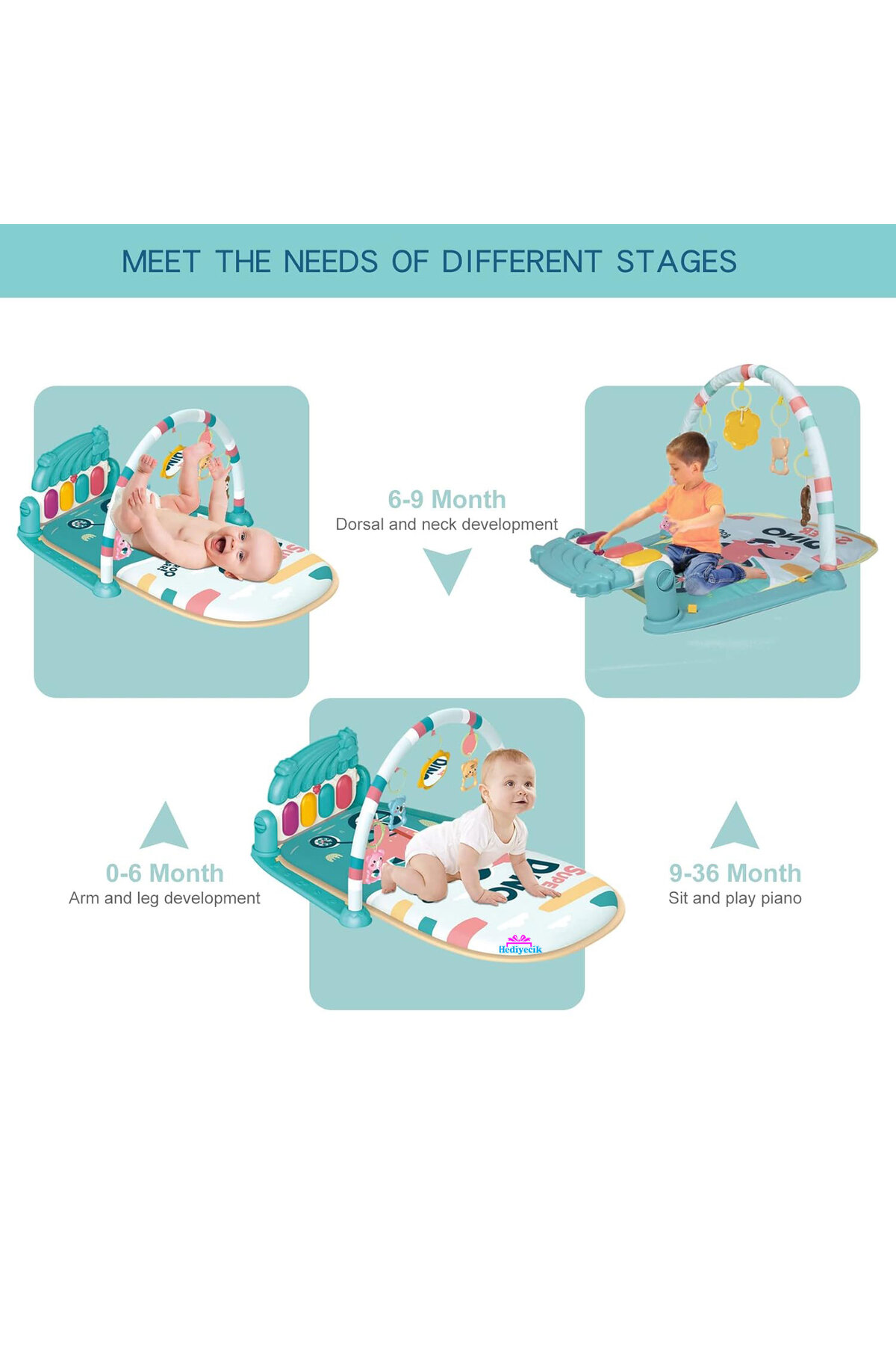 hediyecik Dinozor Figürlü Piyanolu Bebek Oyun Halısı Bebek Oyun Matı Işıklı Müzikli Jimnastik Merkezi 73 Cm fotoğrafı 6 (önizleme)