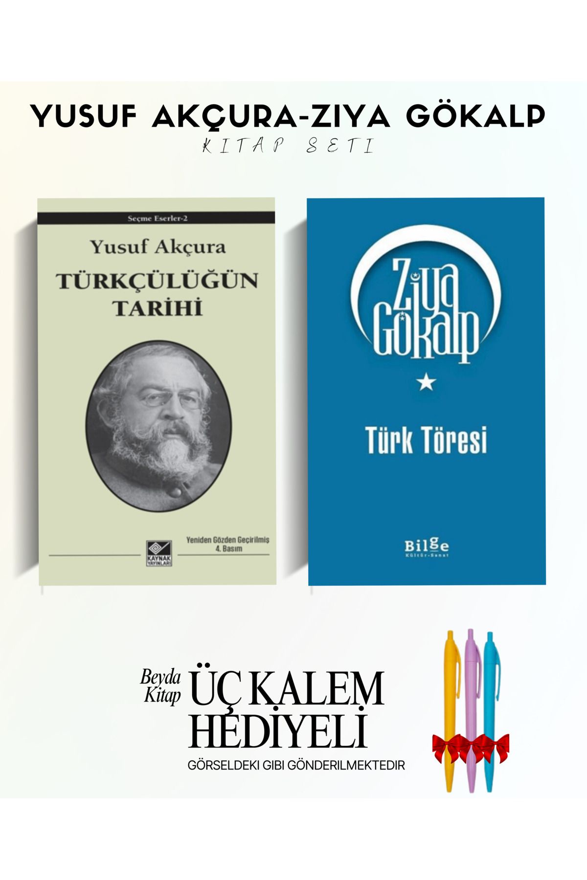 Kaynak Yayınları Türkçülüğün Tarihi - Türk Töresi - Yusuf Akçura - Ziya Gökalp - Kitap Seti - Kalem Hediyeli