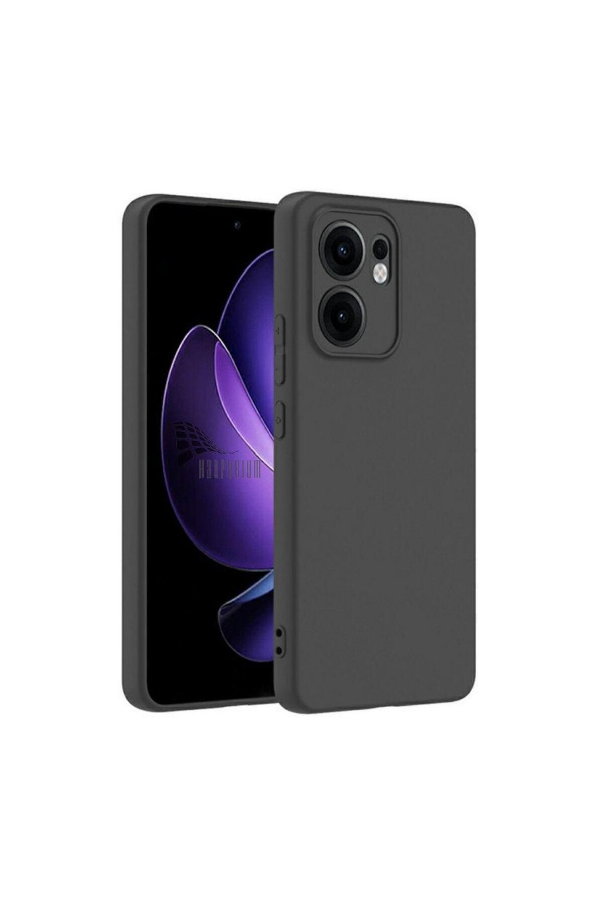 HANPORIUM Oppo Reno 13F Uyumlu Silikon Kılıf - Kamera Korumalı Esnek Pastel Renk Kapak - Siyah