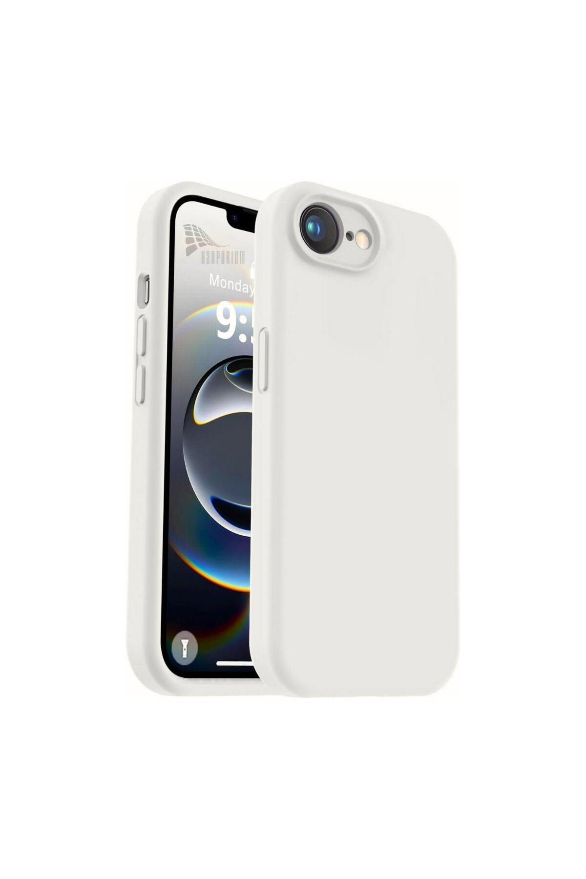 HANPORIUM Apple iPhone 16e Uyumlu Silikon Kılıf - Kamera Korumalı Esnek Pastel Renk Kapak - Beyaz