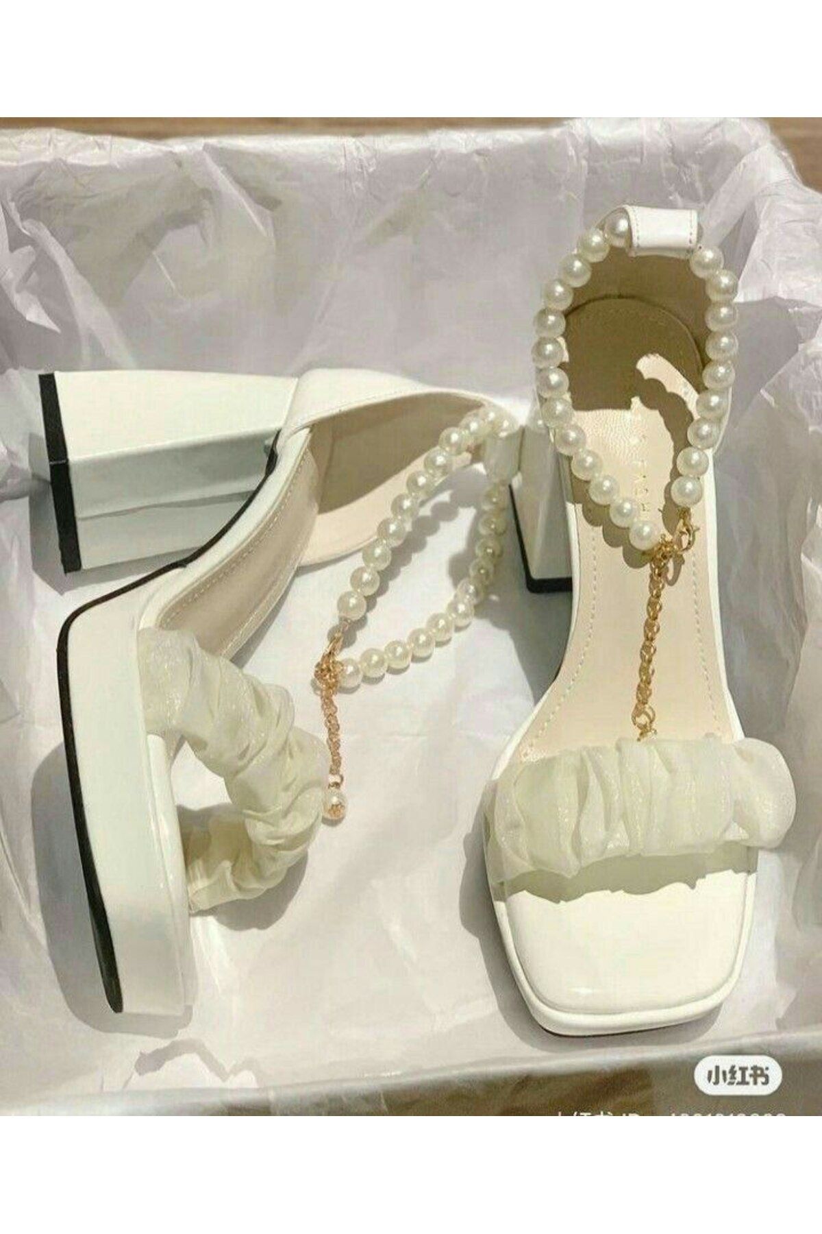 MODAMAYS 2 Adet Beyaz Renk İnci Zincir Moda Kadın Halhal b2618m