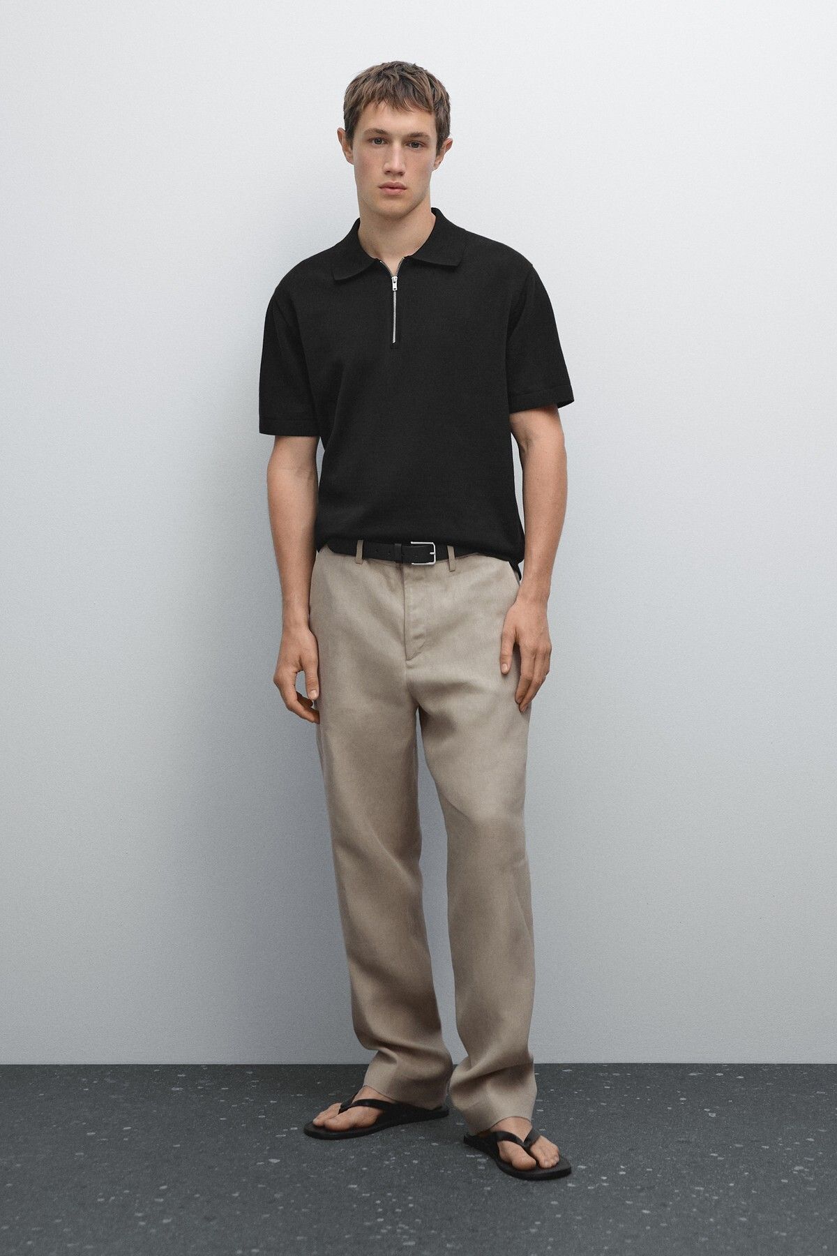 Massimo Dutti Pamuklu triko kareli polo yaka t-shirt