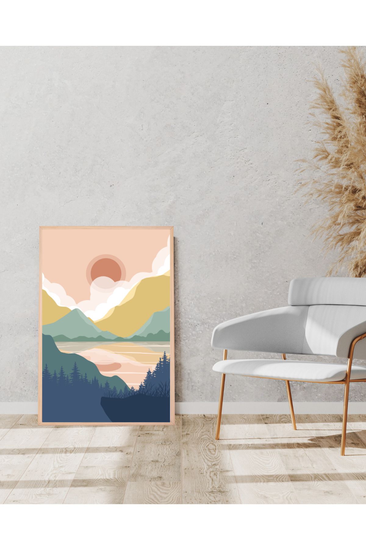 Tuba Decor Tek parça Ahşap Çerçeve Görünümlü MDF Tablo