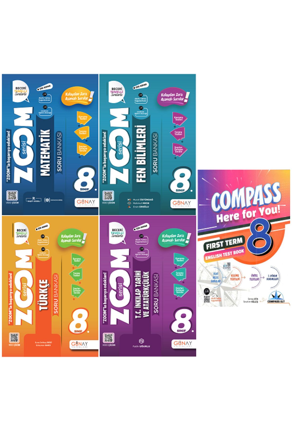 Efsane Yayınları 8.Sınıf Günay Zoom Matematik + Fen + Türkçe Soru Bankası + İngilzce Test Book HEDİYE - 5 KİTAP