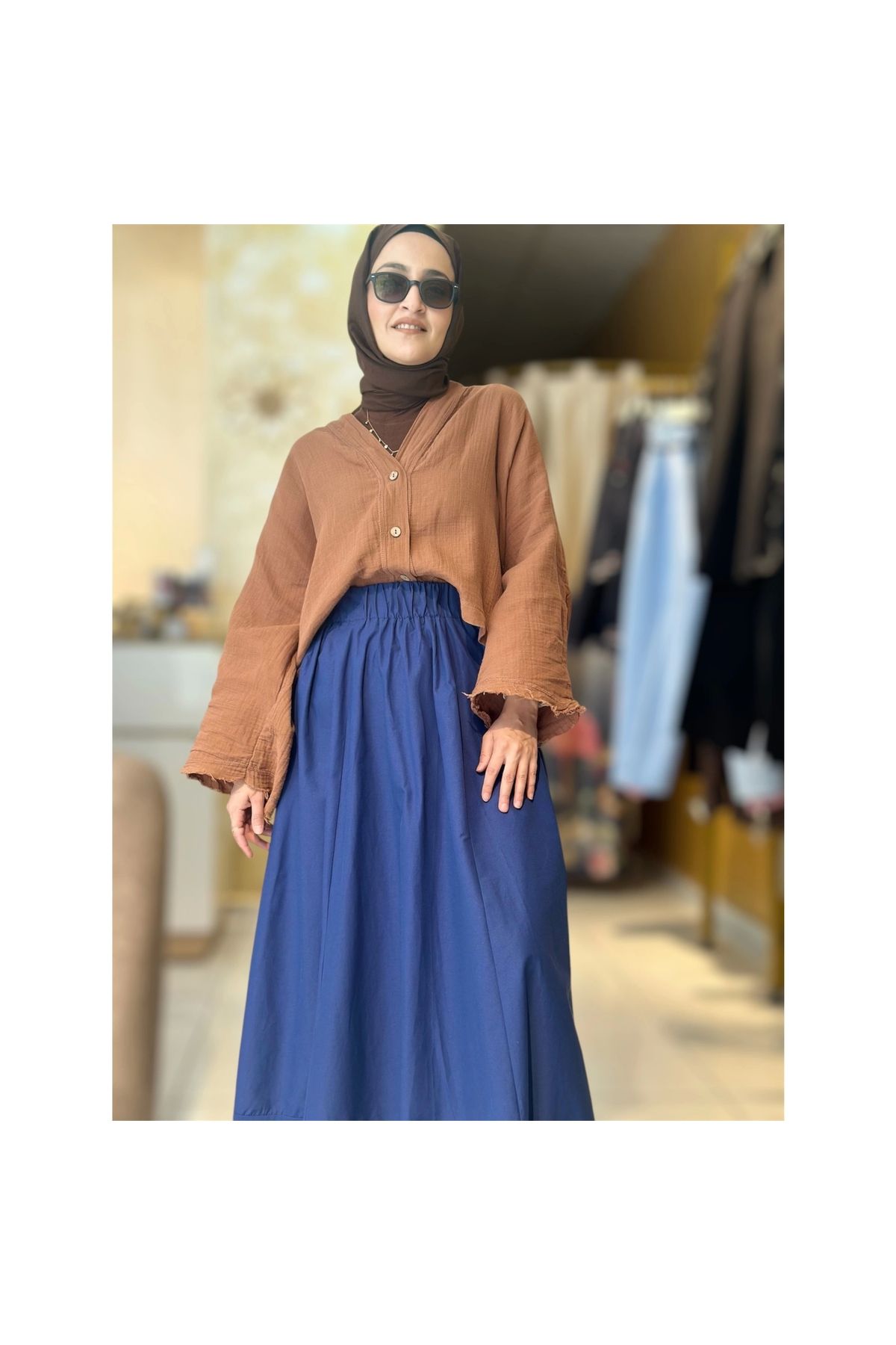 OllaCollection Poplin Etek Lacivert