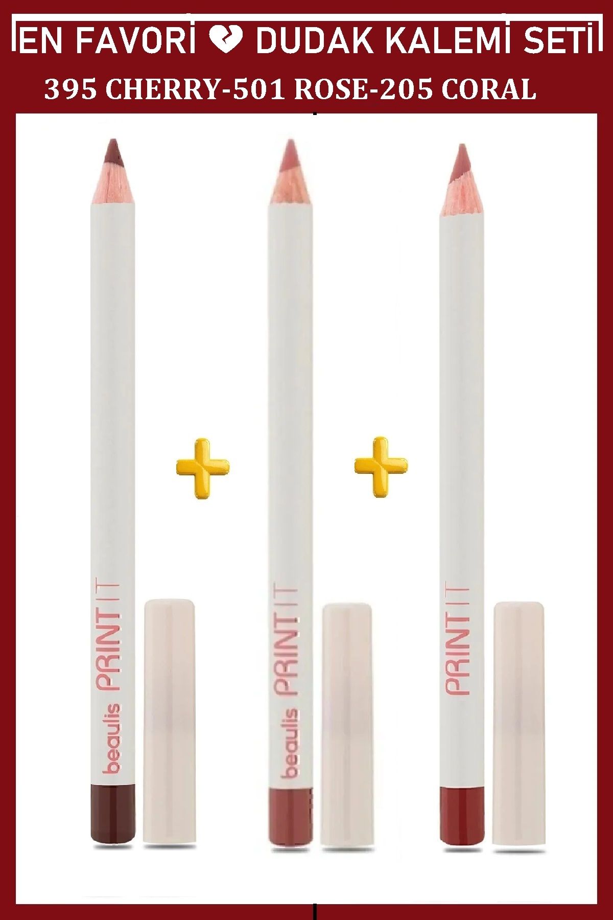 beaulis 501 Rose + 395 Cherry + 205 Coral Dudak Kalemi - En Favori 3'lü Set