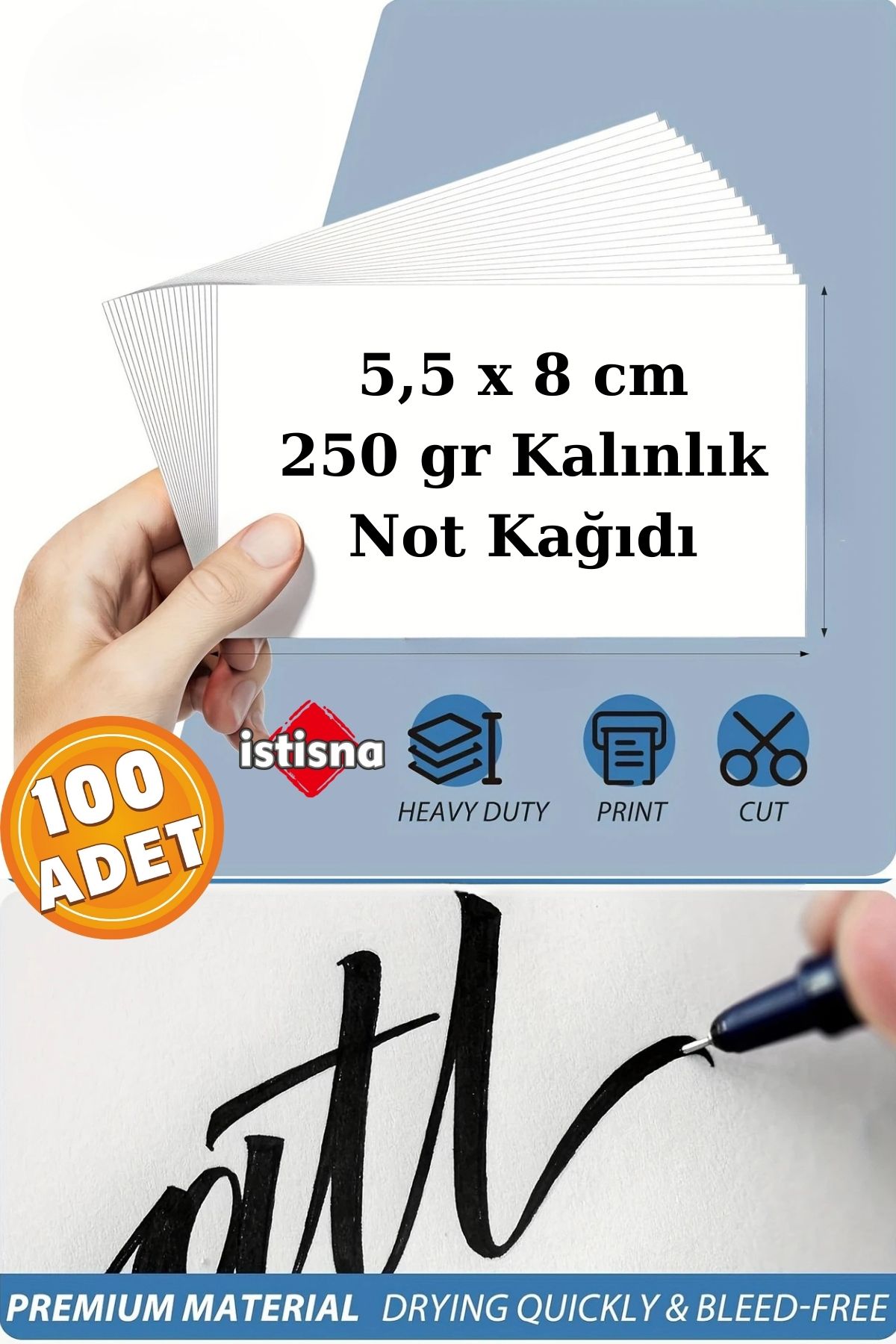 İstisna 100 Adet Premium Kalın Beyaz Kağıt Not Yazmak Grafiti ve Projeleri için Zarf içi Not Kartları