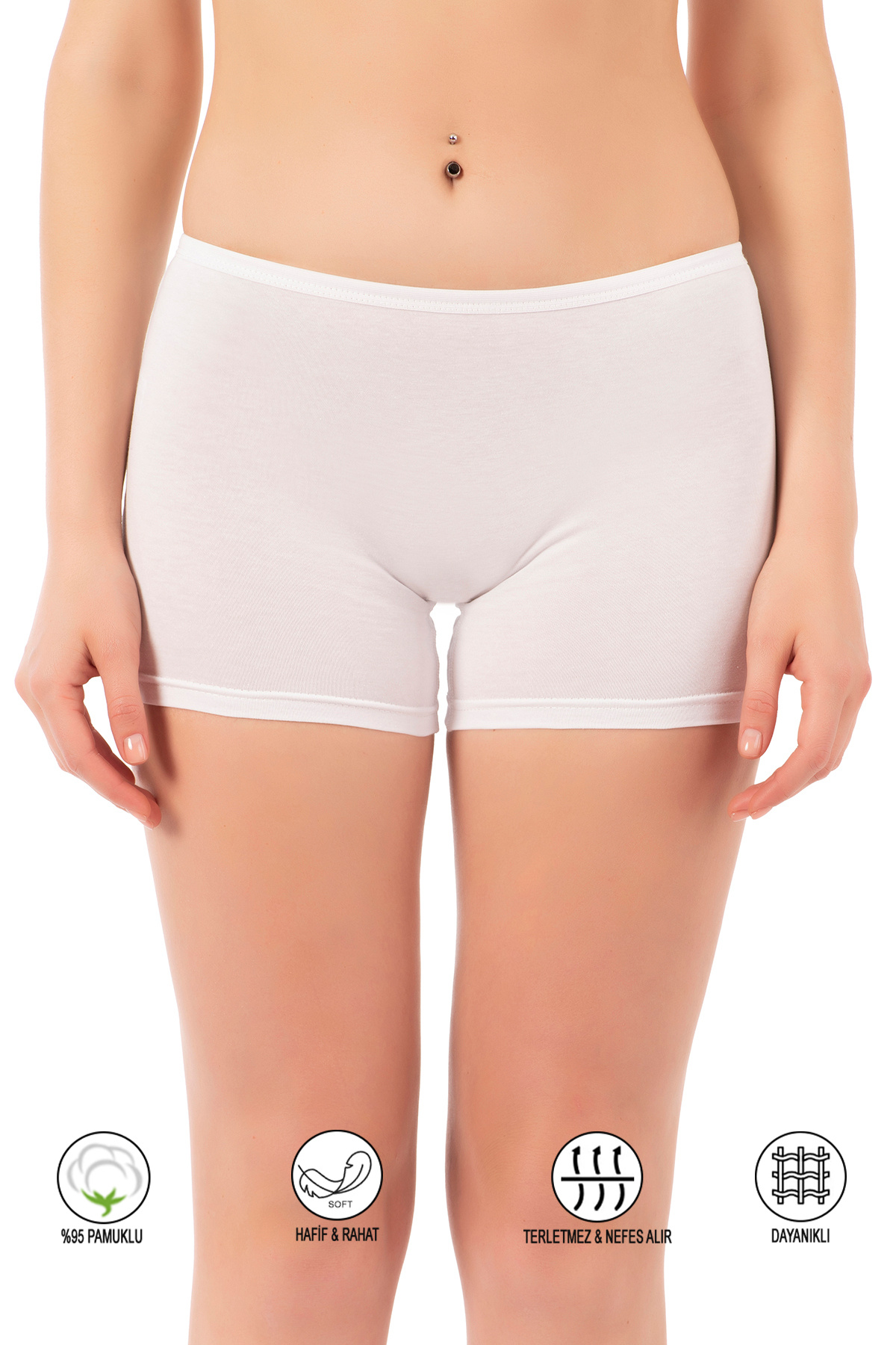 ÖZKAN underwear Özkan 0412 Kadın Likralı %95 Pamuklu Süprem Esnek Rahat Boxer Şort Tayt