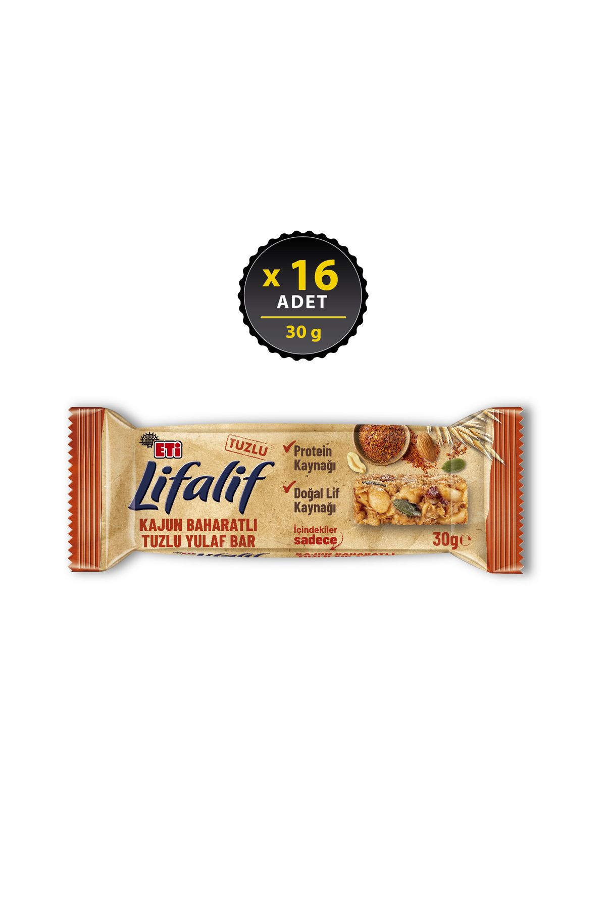 Eti Lifalif Kajun Baharatlı Tuzlu Yulaf Bar 30 G X 16 Adet