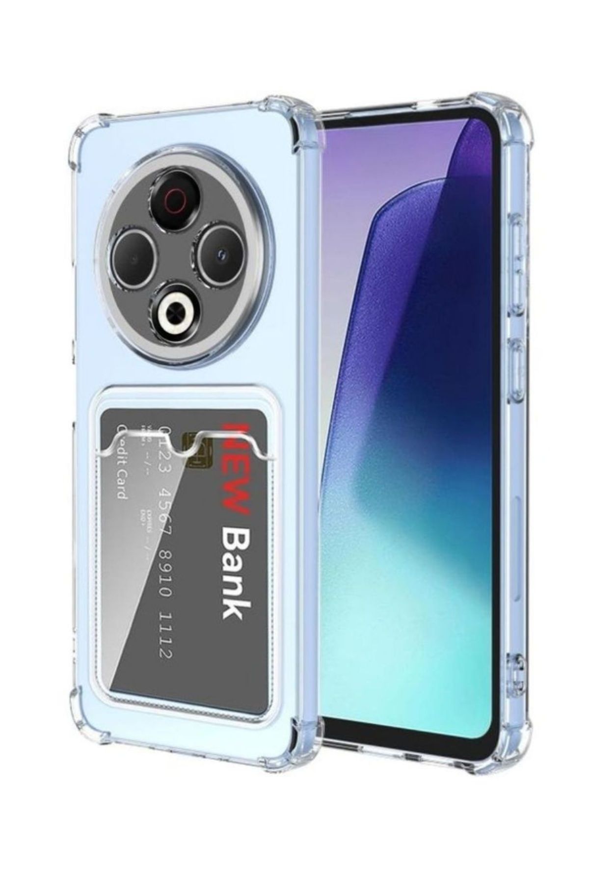HANPORIUM Tecno Spark 30 Kılıf Darbe Emici Köşe Korumalı Kartlıklı Cüzdanlı Silikon Kapak - Şeffaf