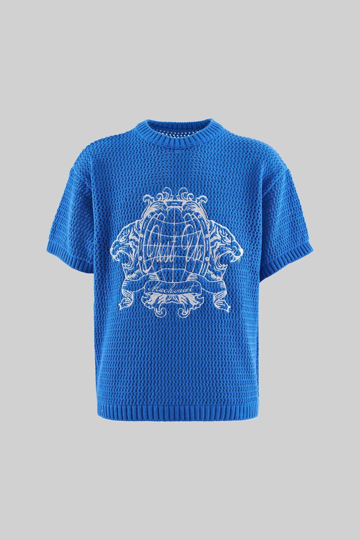 Machinist Mchnst Knıt Tıger Detaıled Tee Saks Blue