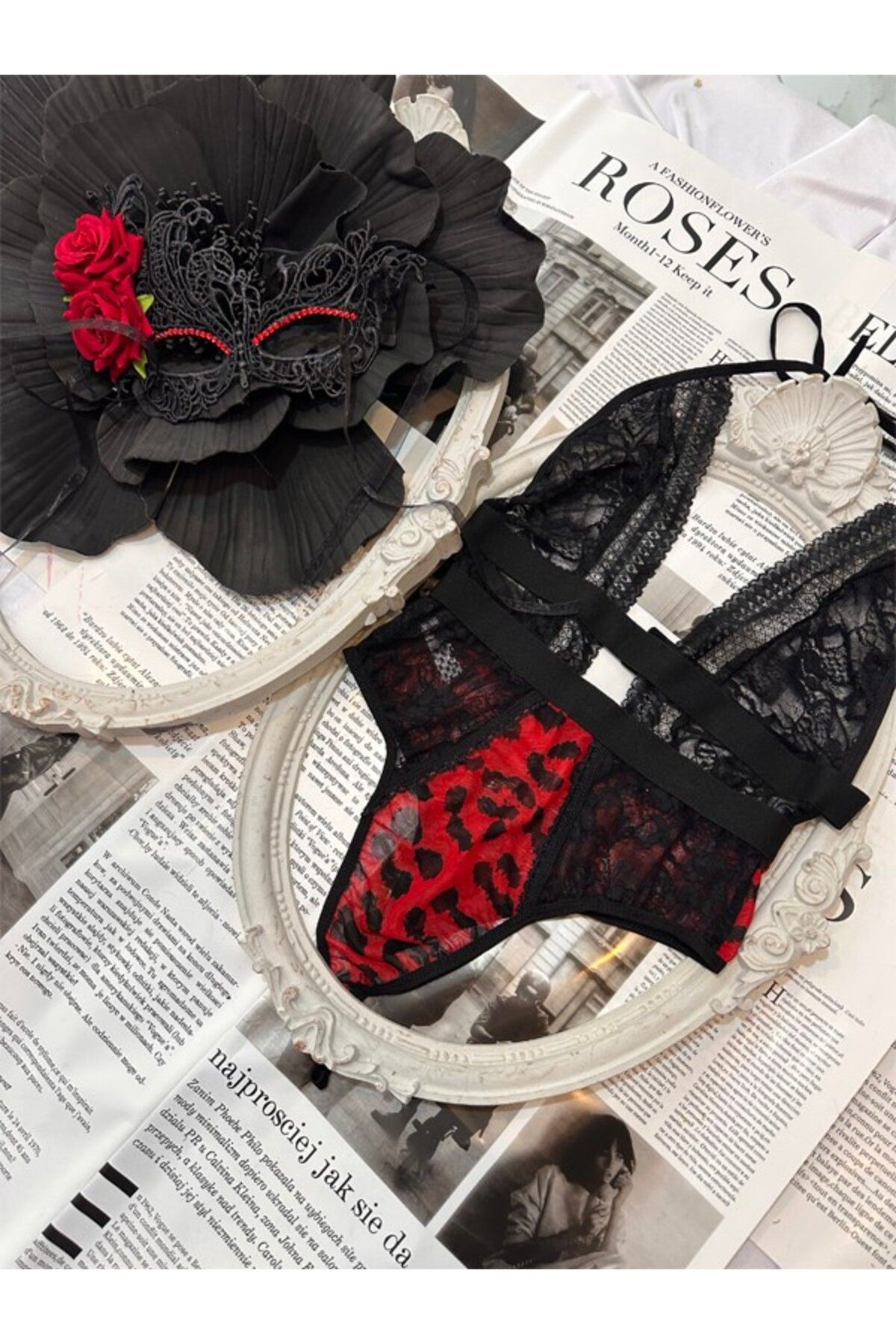 Delar Luxury Feyra Leopar Detaylı Bodysuit