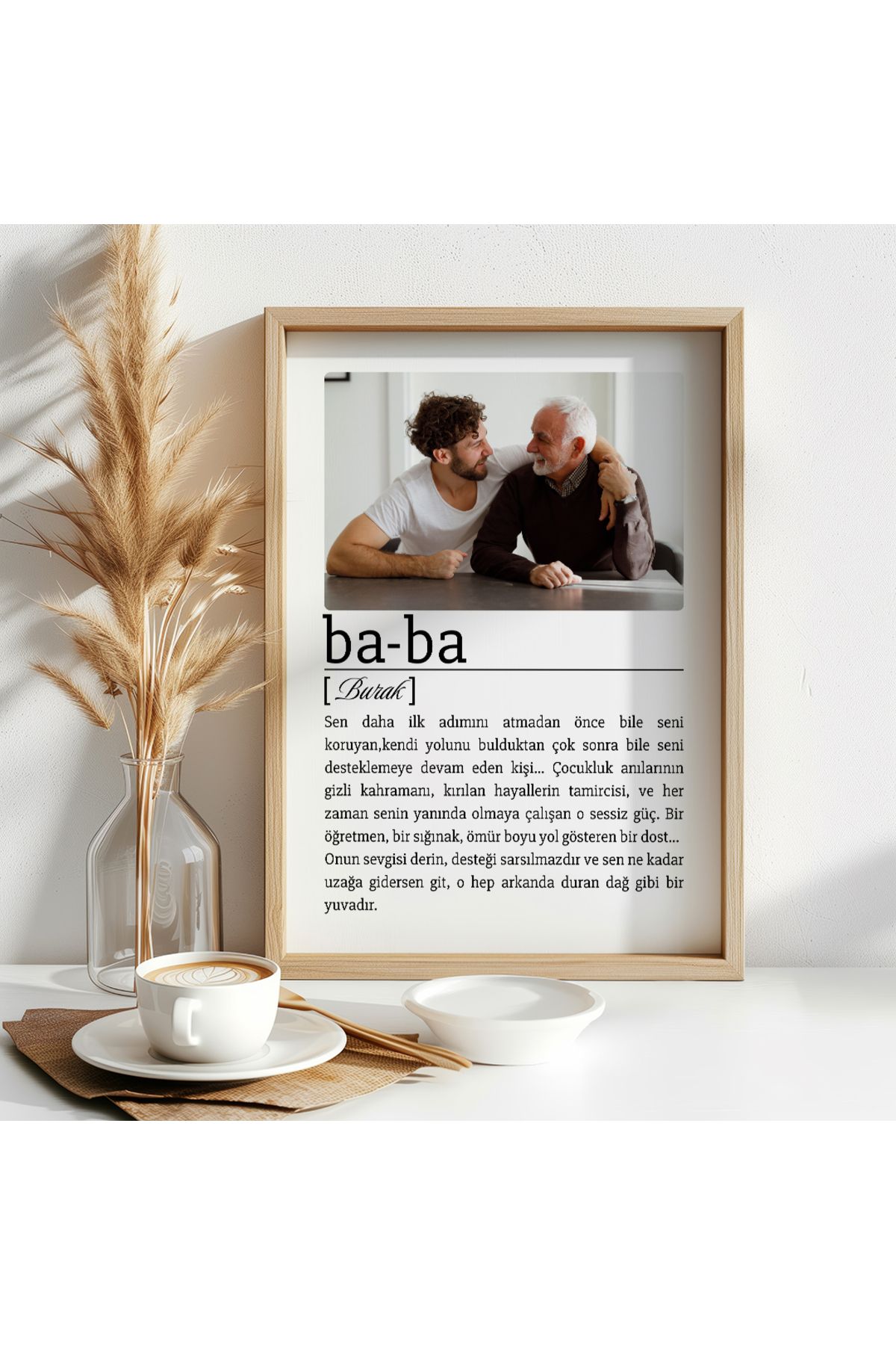 CKA Tasarım Minimalist Fotoğraflı Baba Tanımı Tasarım Tablo, Babalar Günü Hediyesi, Babalar Günü Tablosu