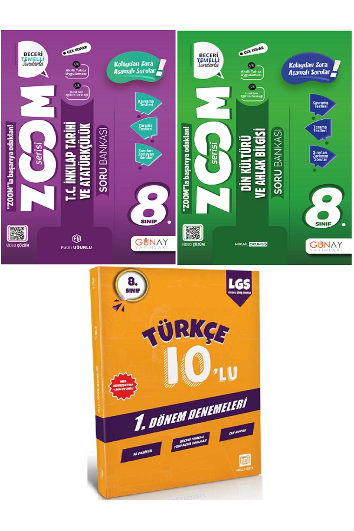Efsane Yayınları 8.Sınıf Günay Zoom İnkılap Tarihi + Din Kültürü Soru Bankası + 10'Lu Türkçe Deneme HEDİYE - 3 KİTAP
