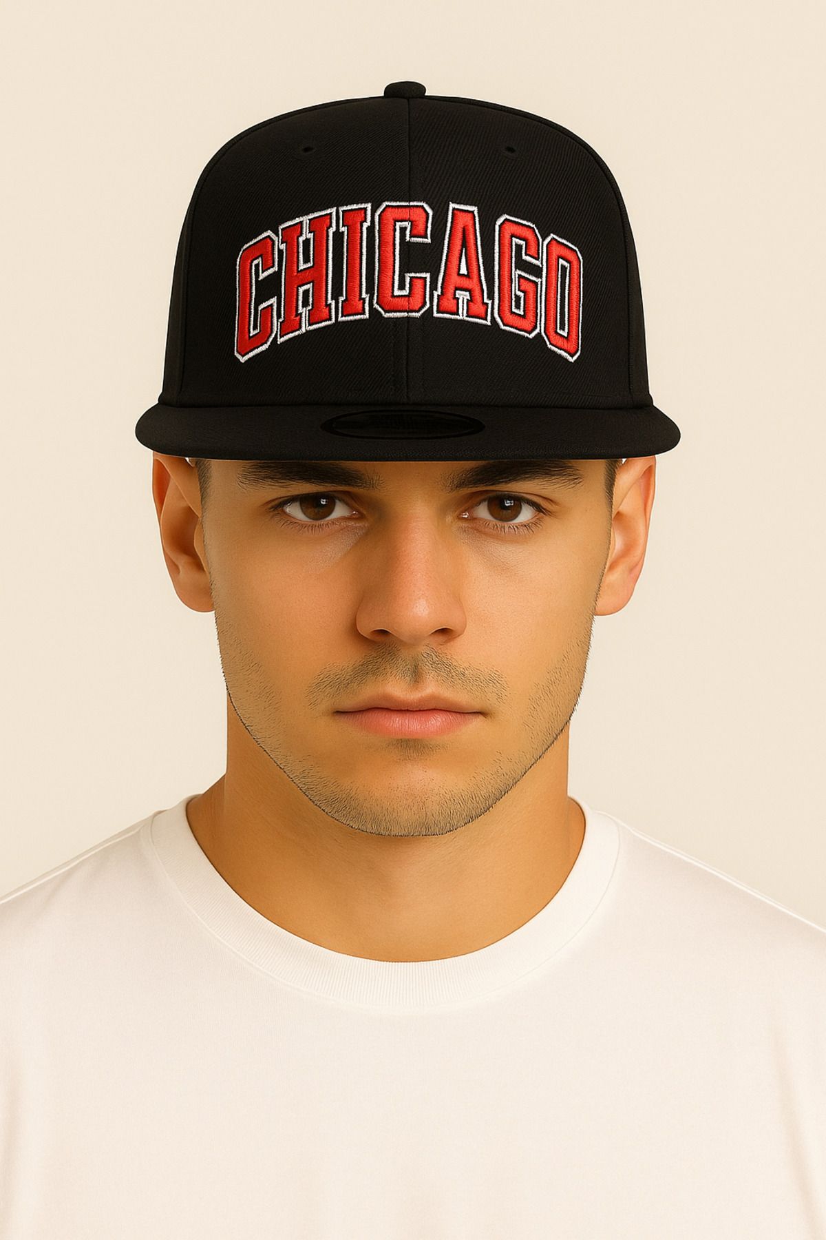 HatClub Exclusive Erkek Chicago Nakışlı Arkasından Ayarlanabilir Hip Hop Düz Siperlik Snapback Siyah Renk Şapka
