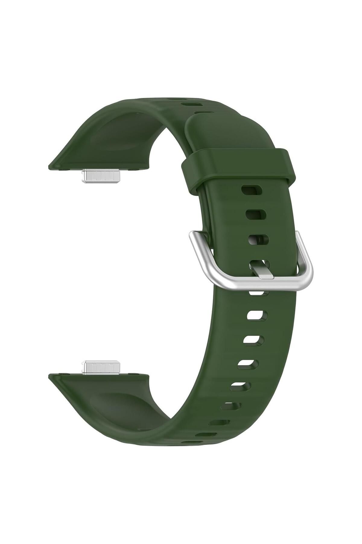 Microsonic Huawei Watch Fit 4 Kordon, Silicone Sport Band Koyu Yeşil