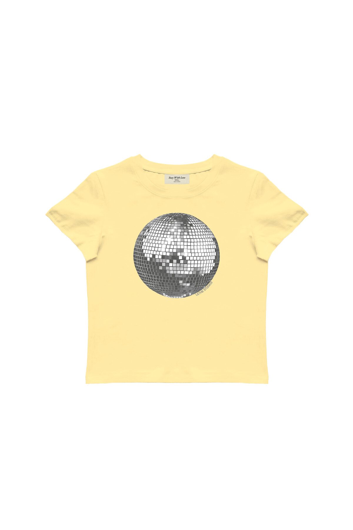 lethestudios Discoball Baskılı Baby Tee Crop Top