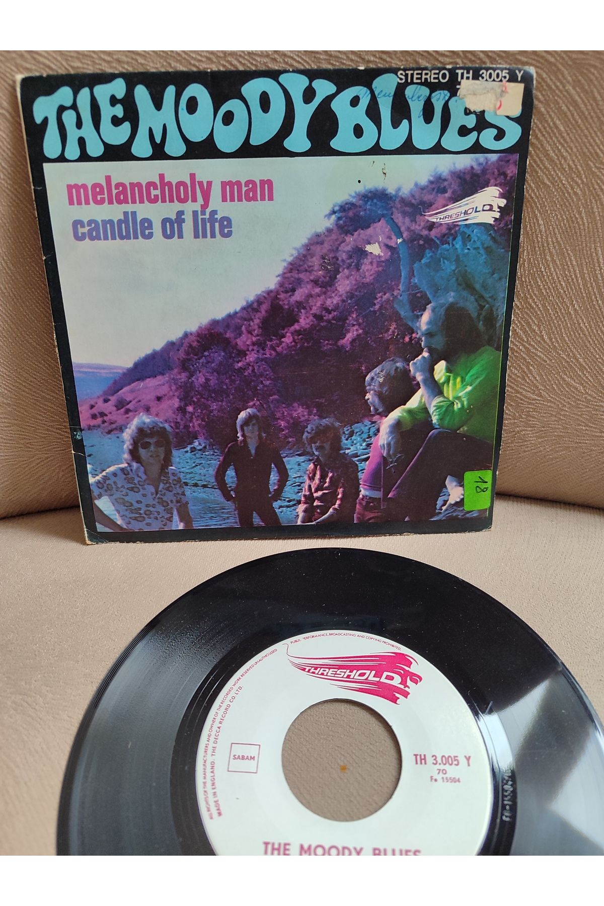 Plakperest THE MOODY BLUES - MELANCHOLY MAN - 1970 FRANSA BASIM 45 LİK PLAK 2.el