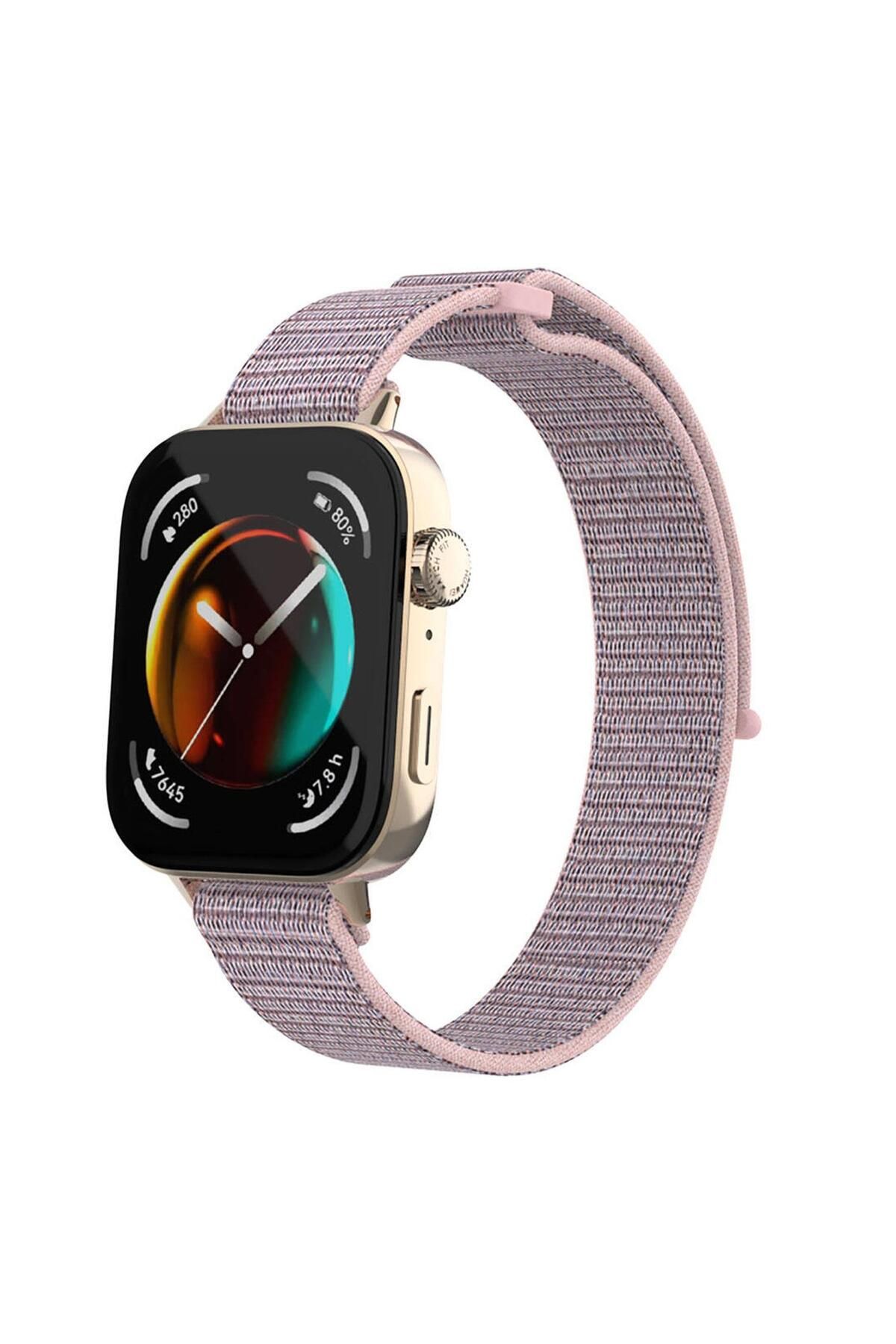 Microsonic Huawei Watch Fit 4 Pro Hasırlı Kordon Woven Sport Loop Rose Gold