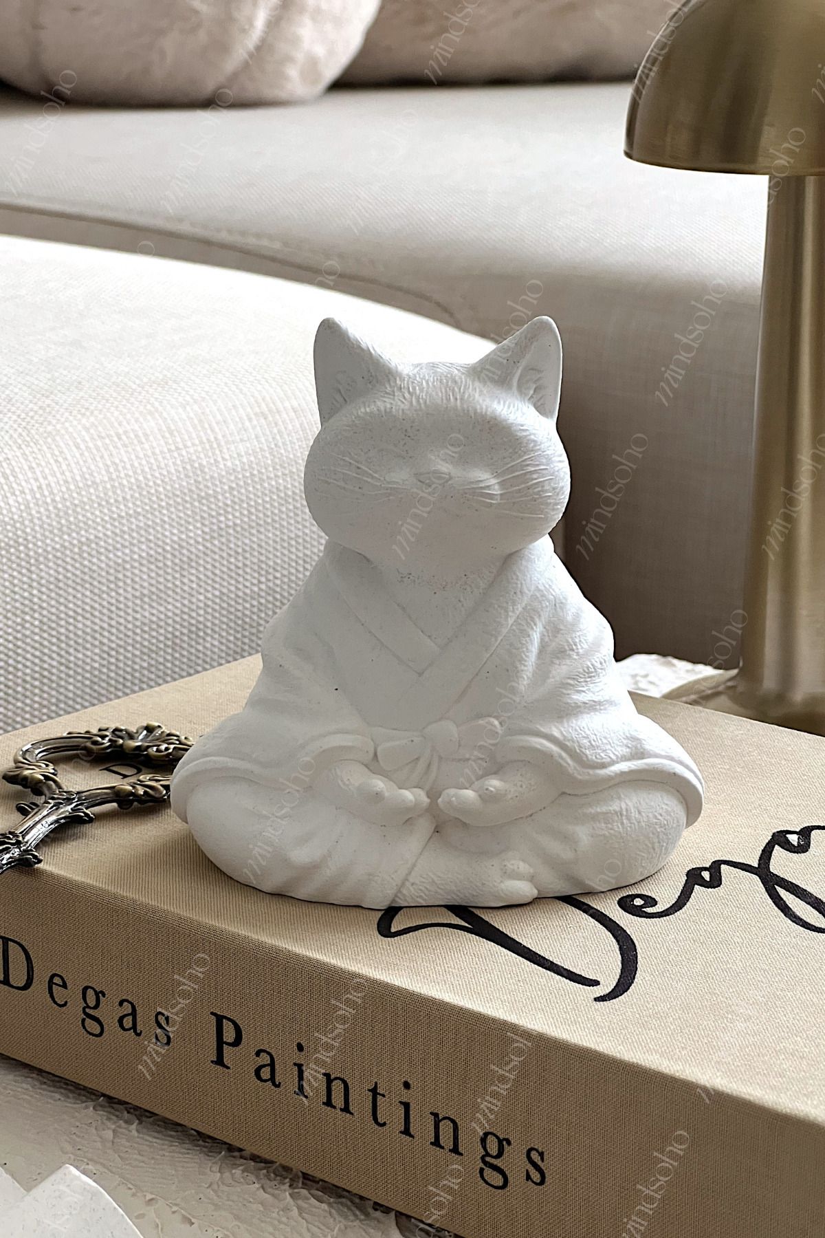 mindsoho Dekoratif Yoga Meditasyon Yapan Kedi Heykeli Biblo Obje | 12x13x10 cm